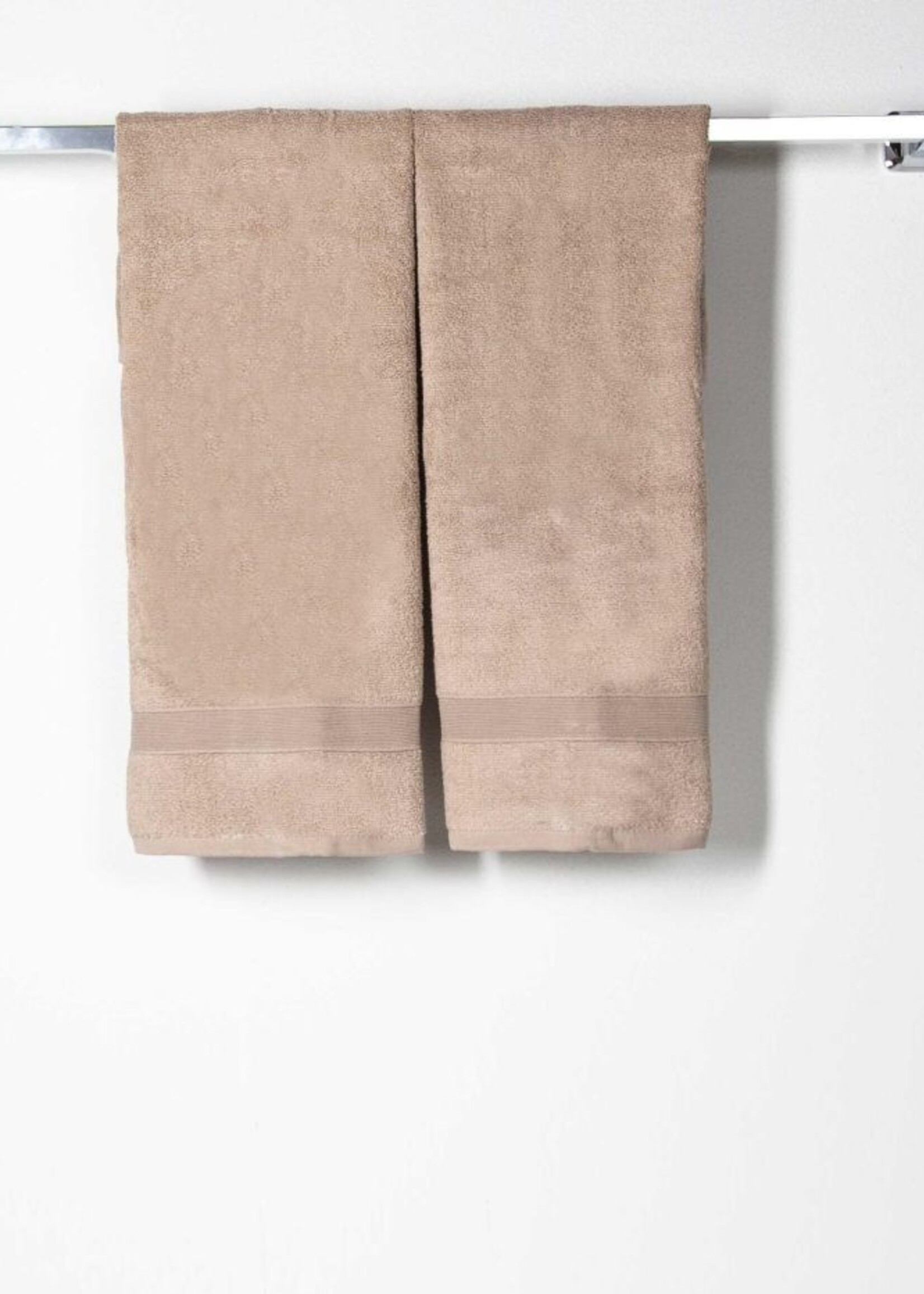 CB Station Set of 2 Taupe Monogrammed Cotton Hand Towels