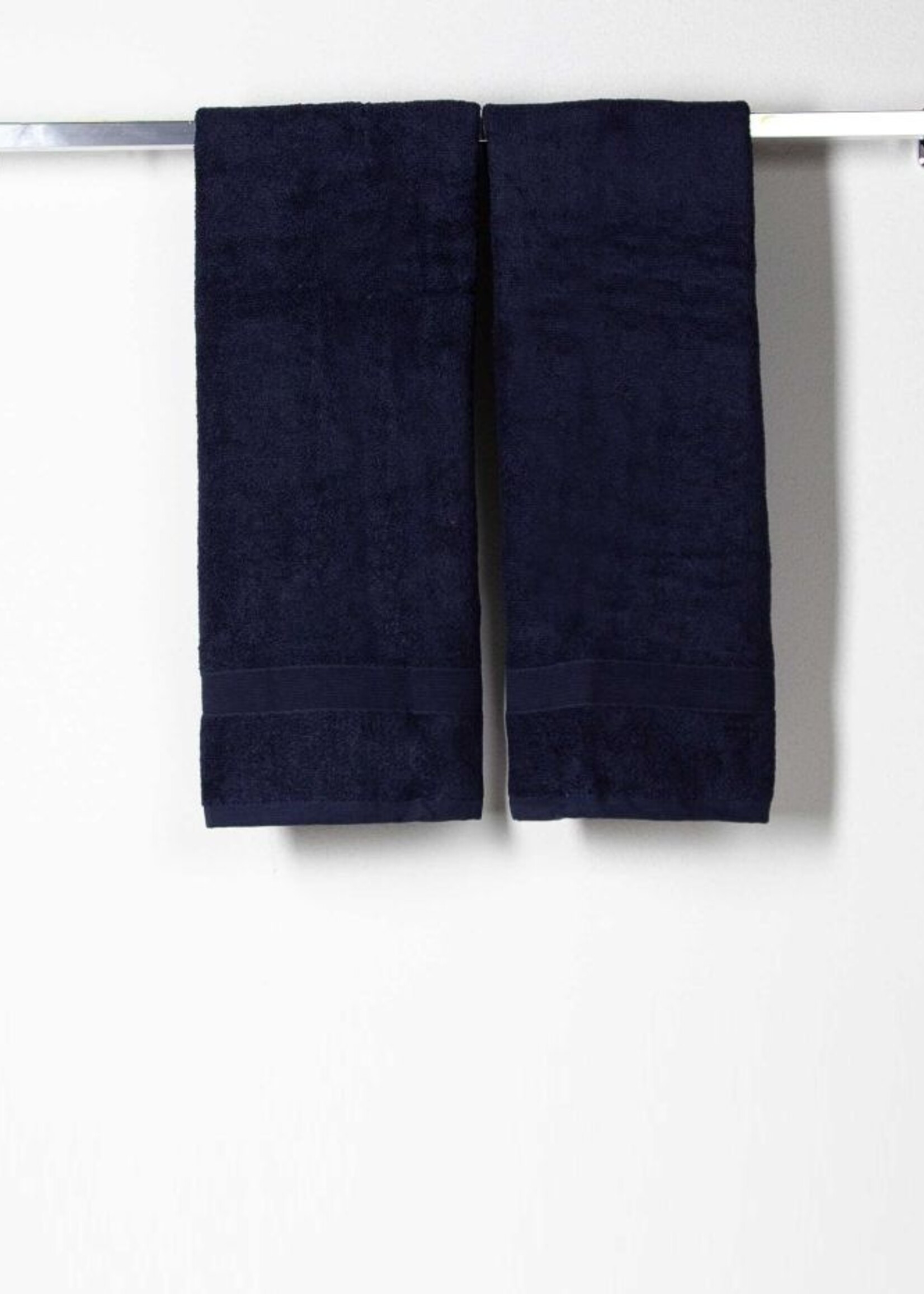 CB Station Set of 2 Navy Monogrammed Cotton Hand Towels