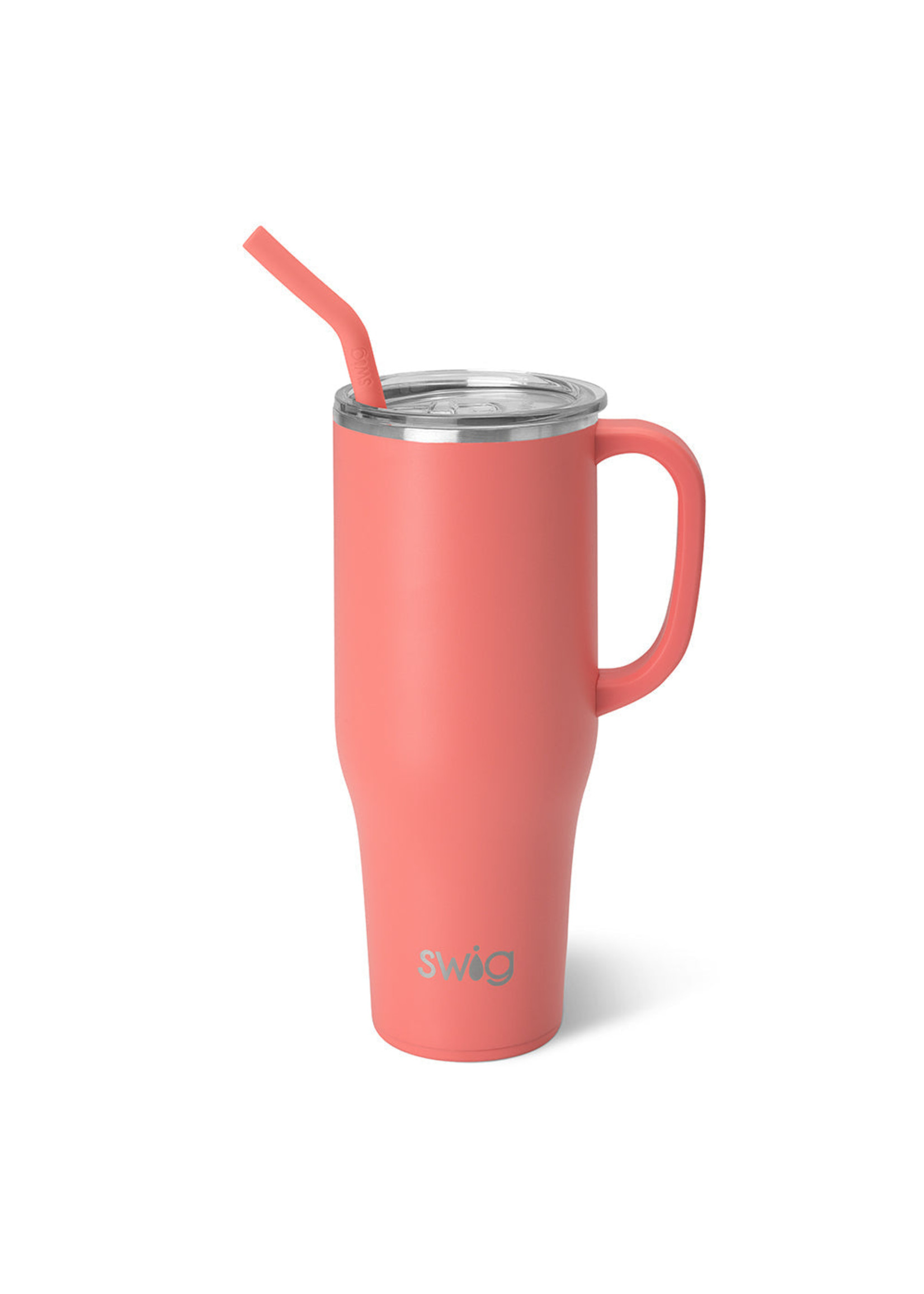 PJ's White 40 oz Handle Mug with Straw – PJ's Coffee