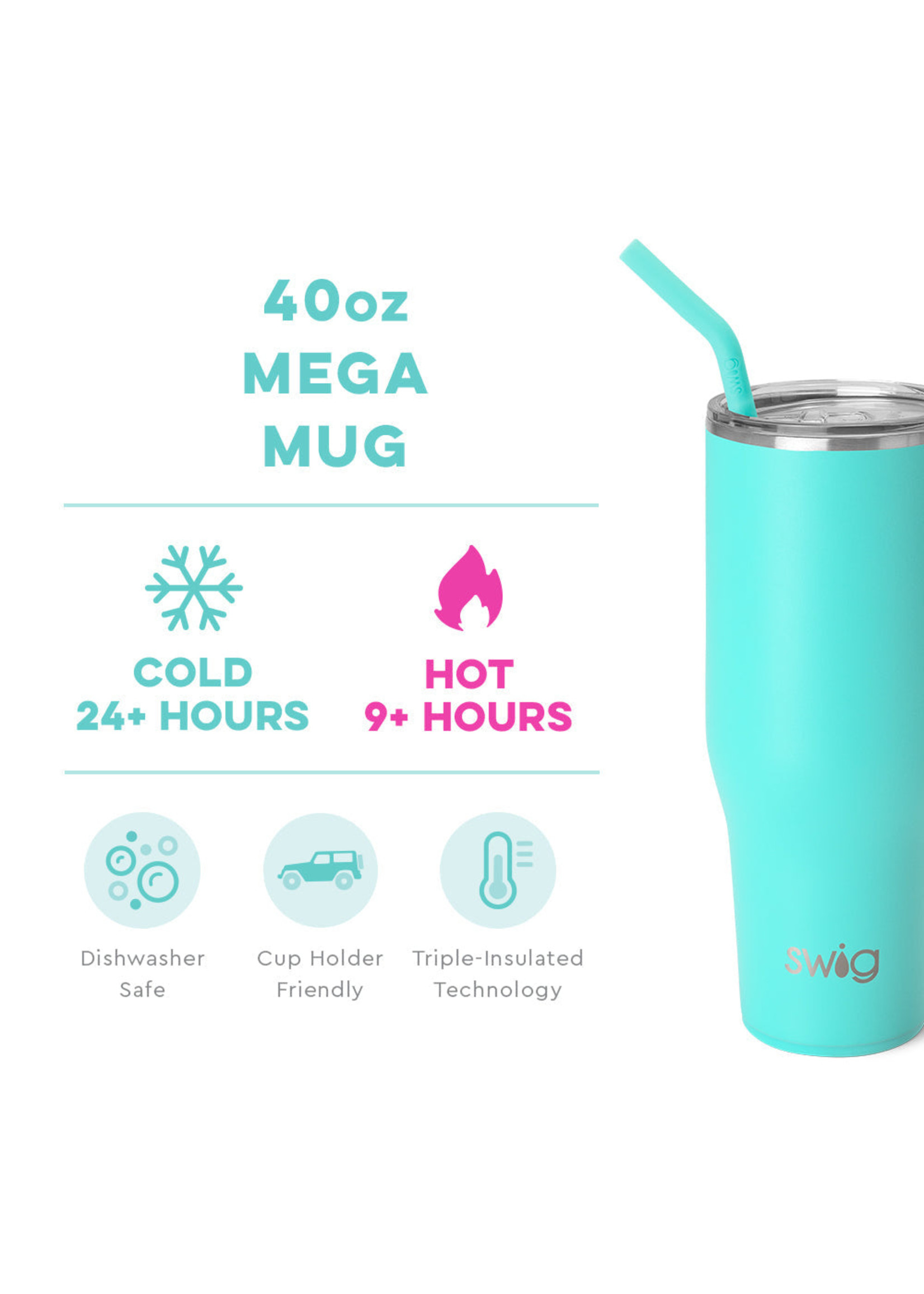 Swig Reusable Mega Mug Straw Set Coral/Blush/Pink