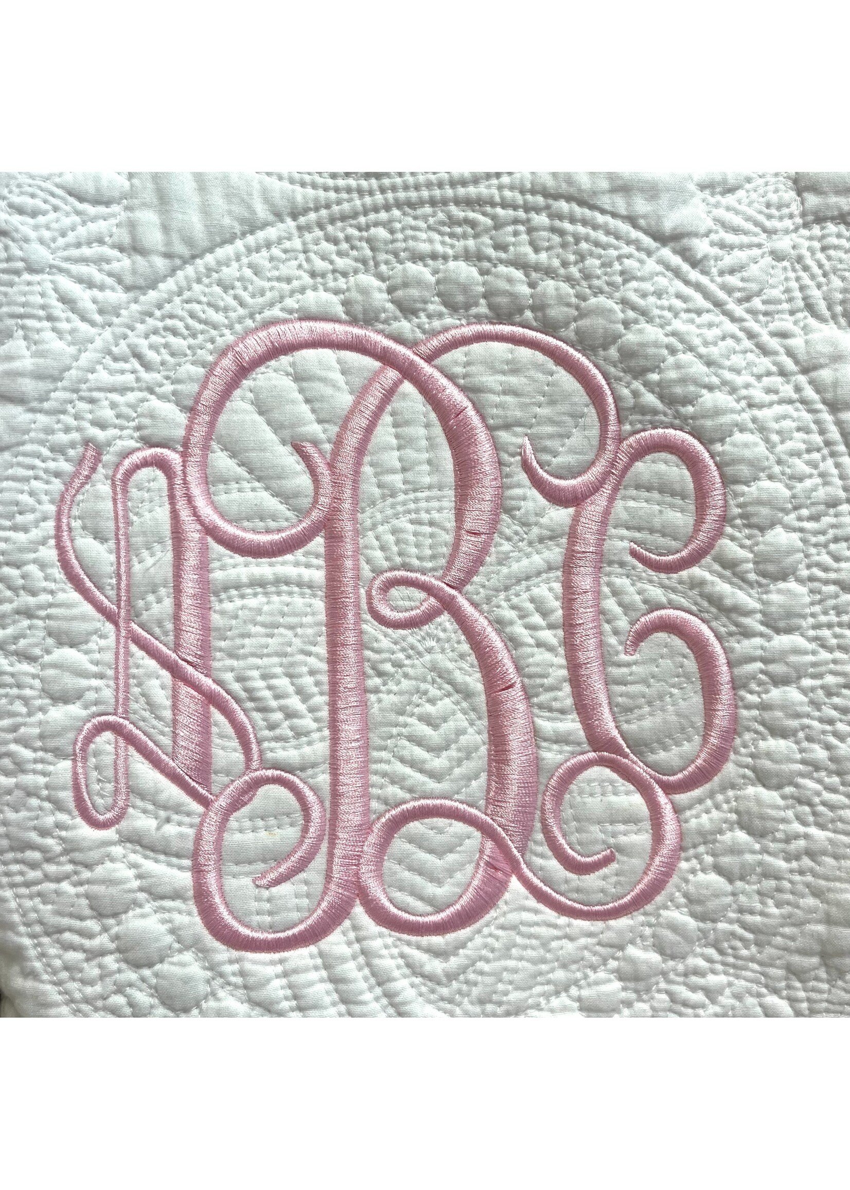 Oriental Products Signature Baby Quilt w/ Monogram  Gray