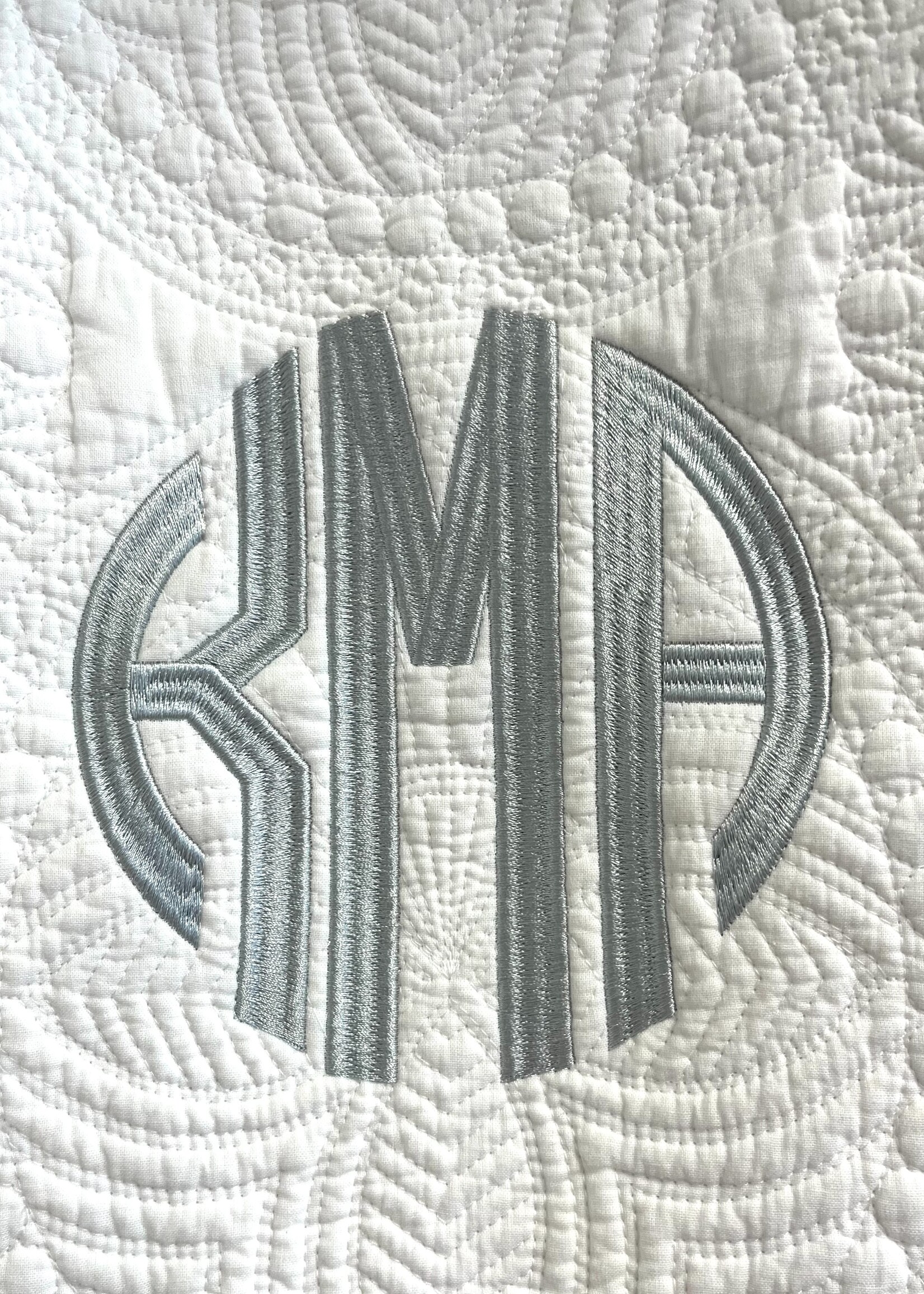 Oriental Products Signature Baby Quilt w/ Monogram  Gray