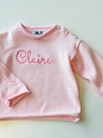 fingerprints Monogrammed Pink Roll Neck Sweater