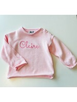 fingerprints Monogrammed Pink Roll Neck Sweater