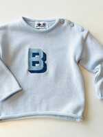 fingerprints Monogrammed Blue Roll Neck Sweater
