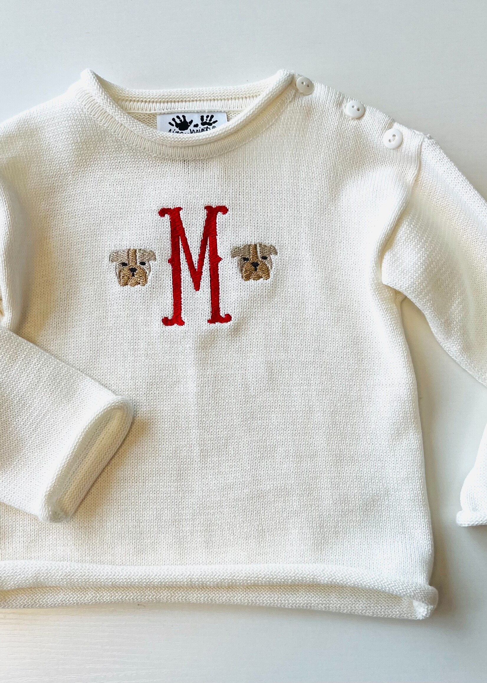 fingerprints Monogrammed Cream Roll Neck Sweater