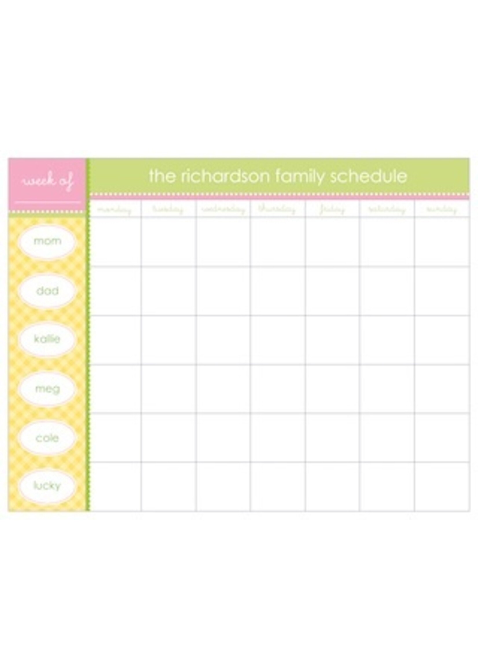printswell Yellow Gingham Family Schedule (60 sheets)