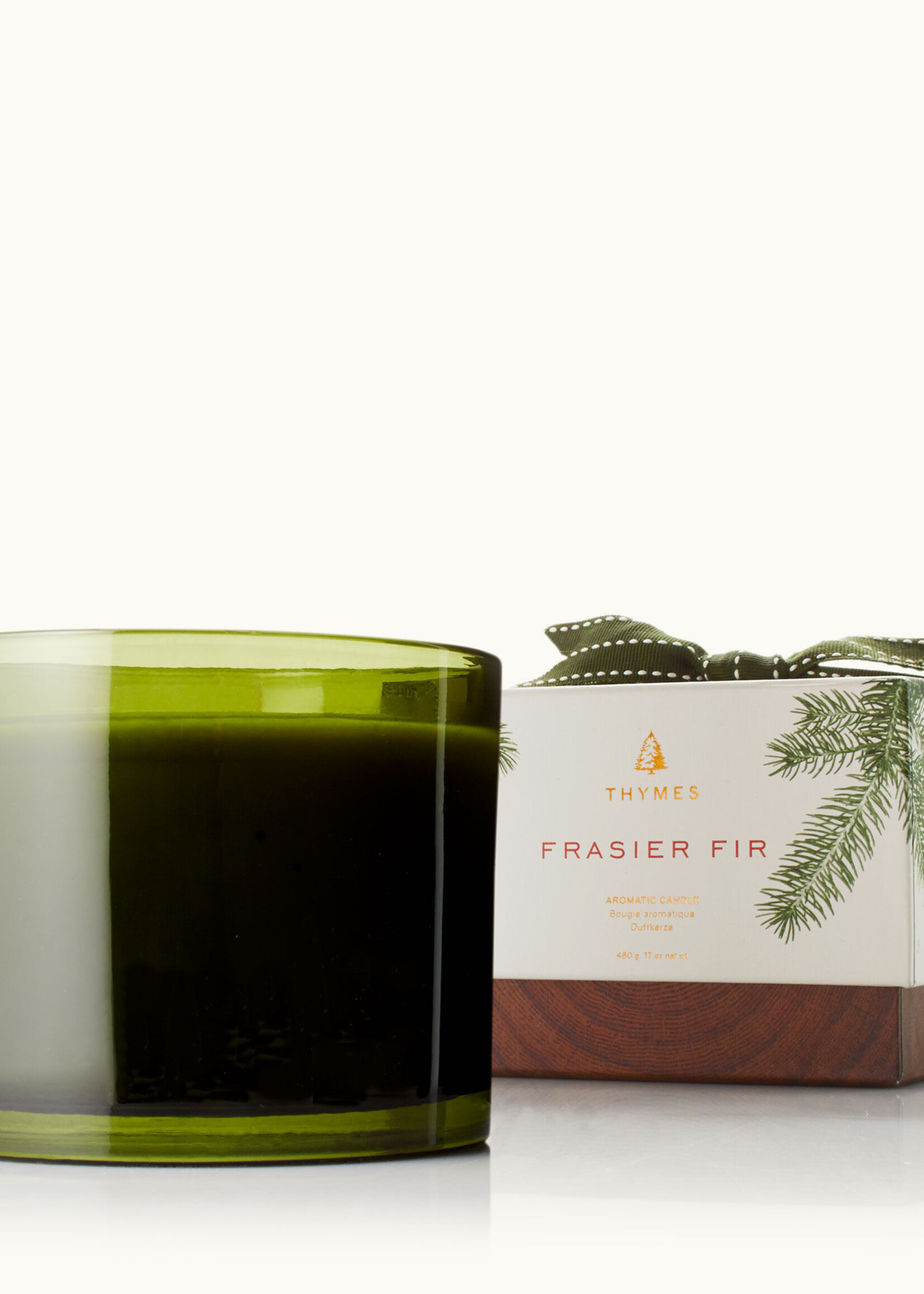 Thymes Frasier Fir Poured Candle , Green 3-Wick