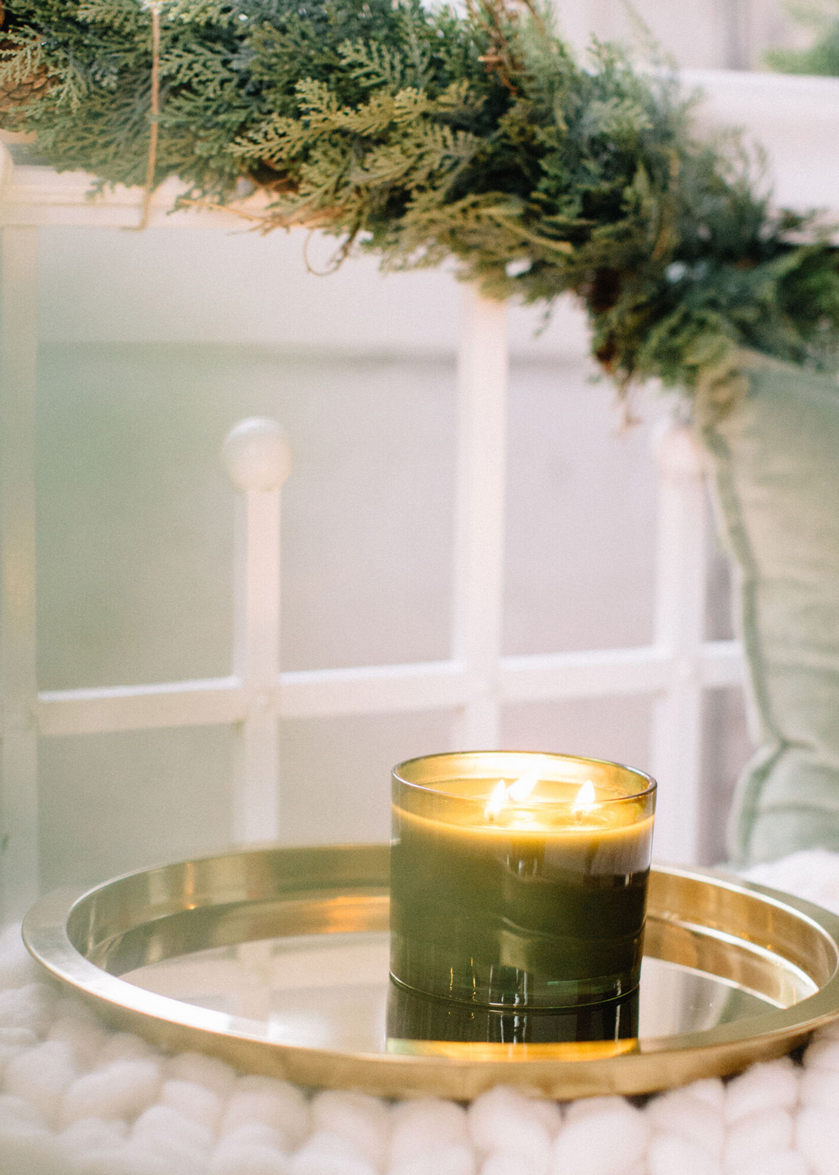 Thymes Frasier Fir Poured Candle , Green 3-Wick