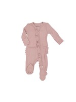 Angel Dear Rib Silver Pink 2 Way Ruffle Zipper Footie