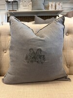 Saro Trading Company Fringed 100% Linen Pillow - Pewter
