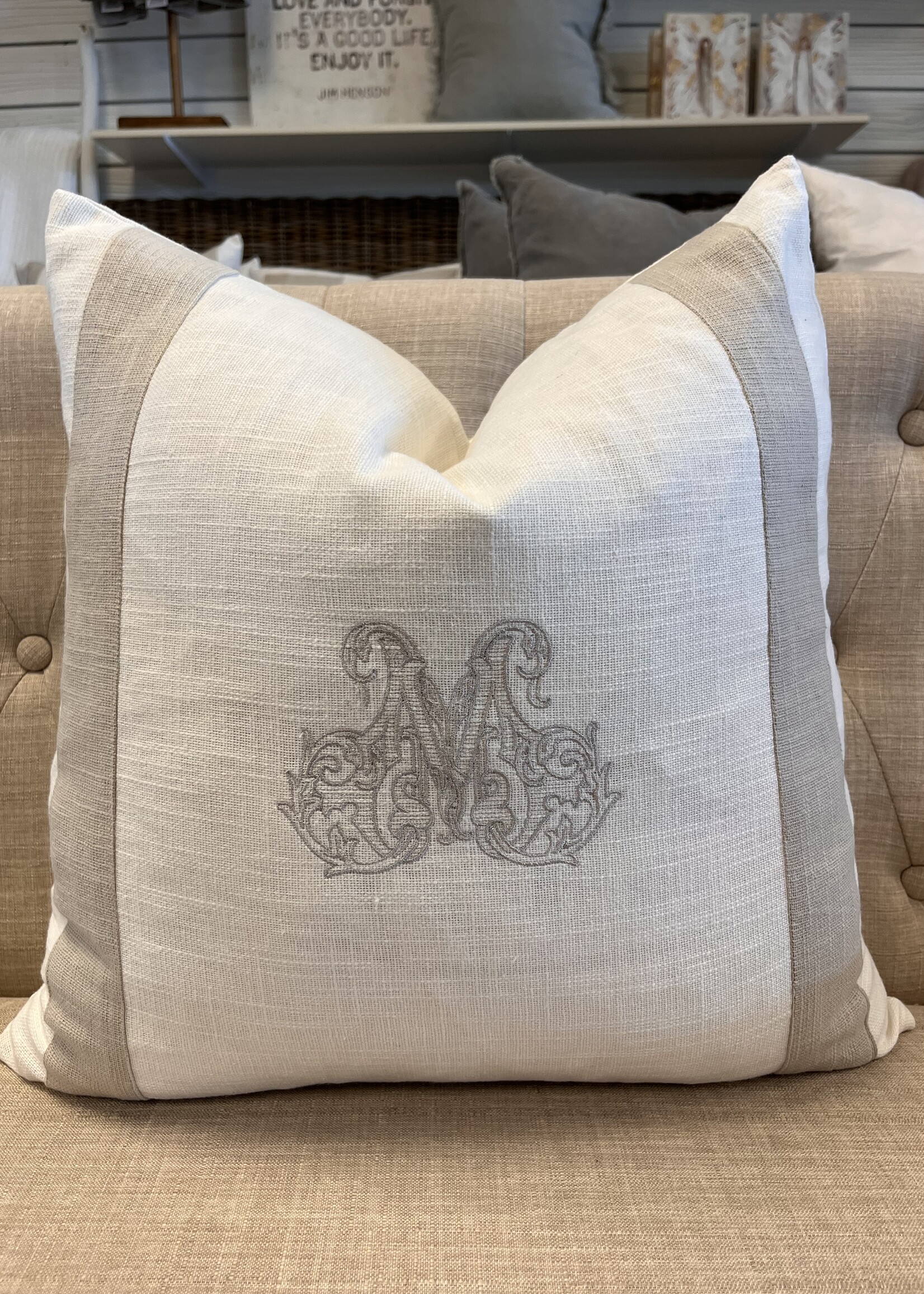 Saro Trading Company Banded Pillow - Square