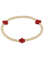 enewton Signature Cross Gold Pattern 3mm Bead Bracelet - Red