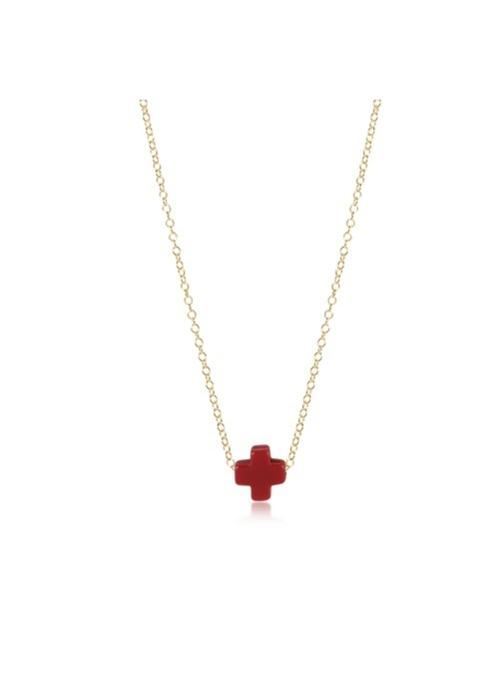 enewton 16" Gold Necklace - Signature Cross Red