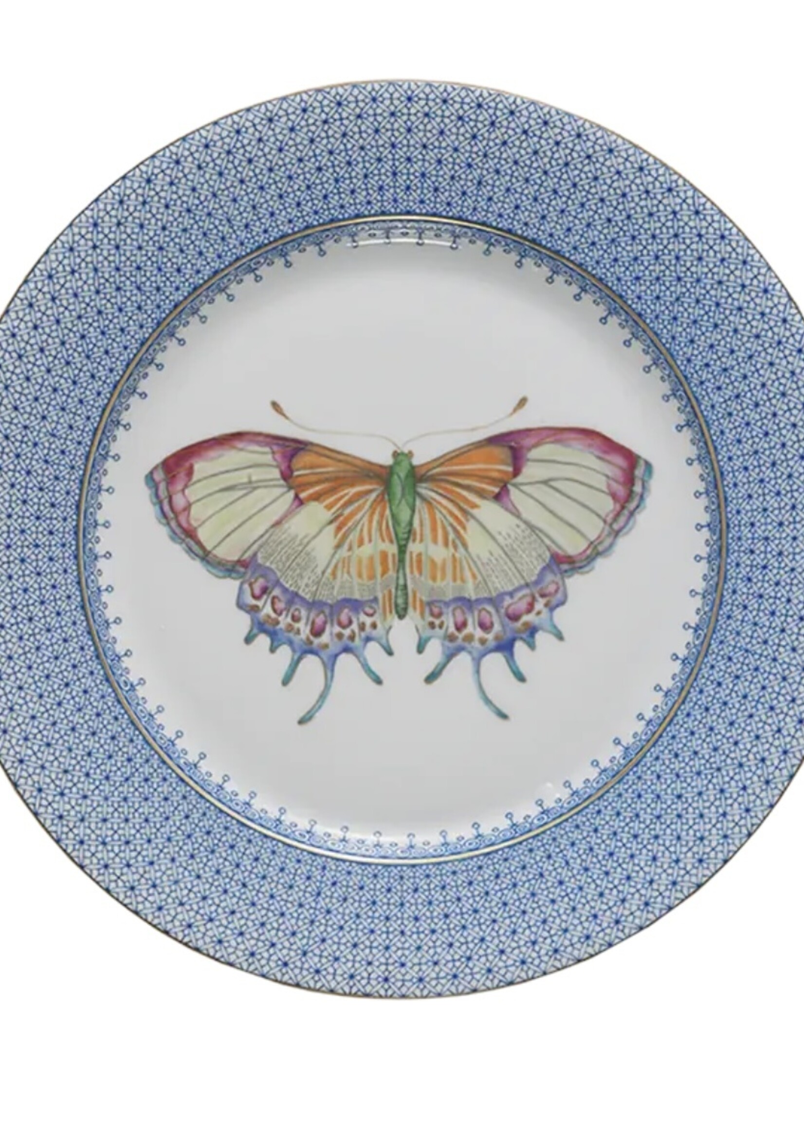 Mottahedeh Mottahedeh Cornflower Lace Dessert Plate w/Butterfly