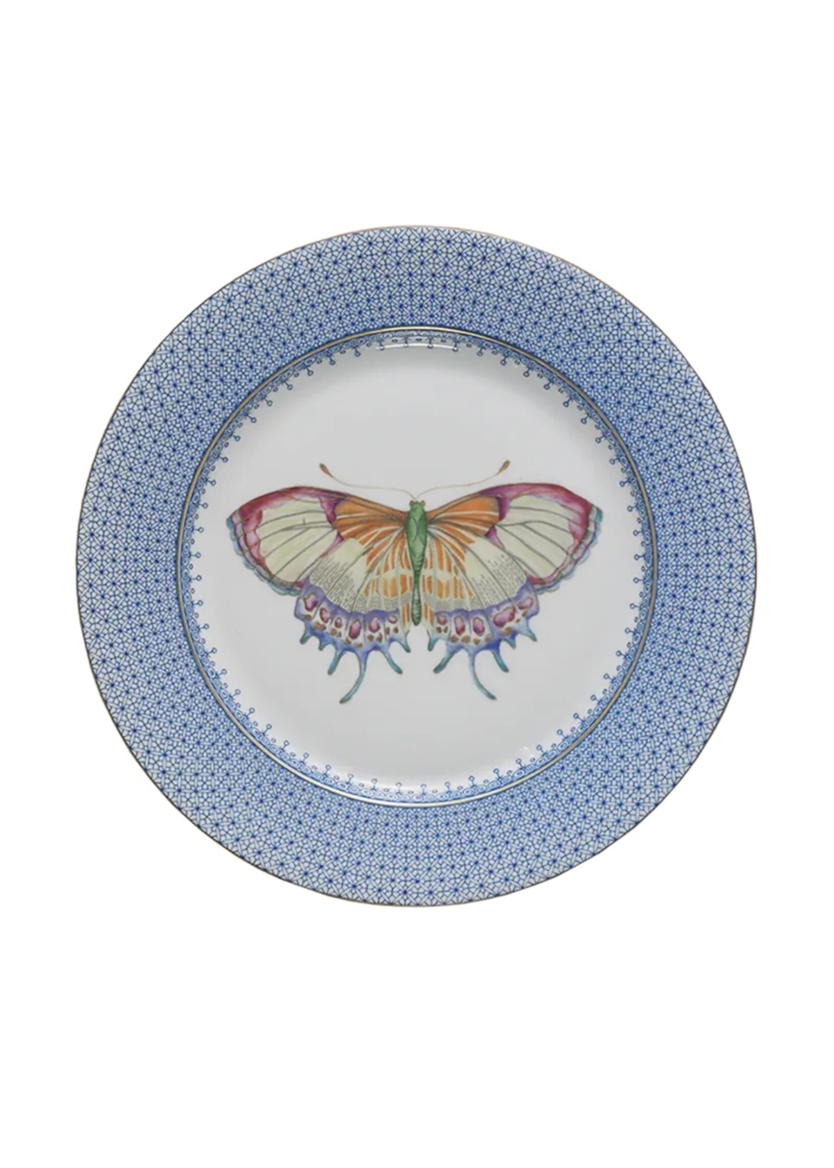 Mottahedeh Mottahedeh Cornflower Lace Dessert Plate w/Butterfly
