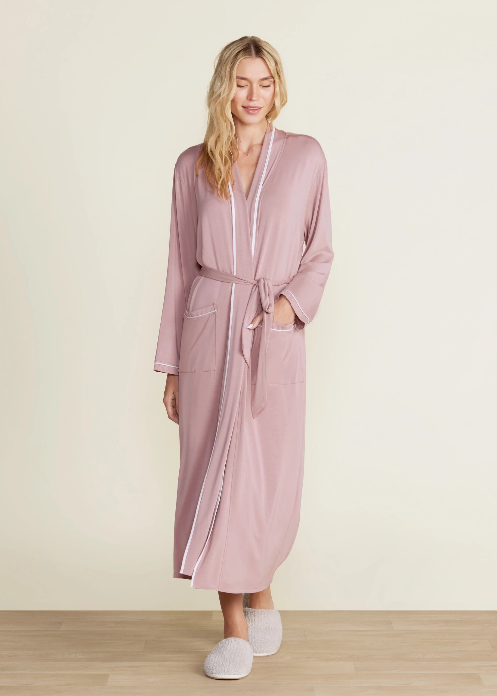 Barefoot Dreams Soft Jersey Piped Robe (available in 2 colors)