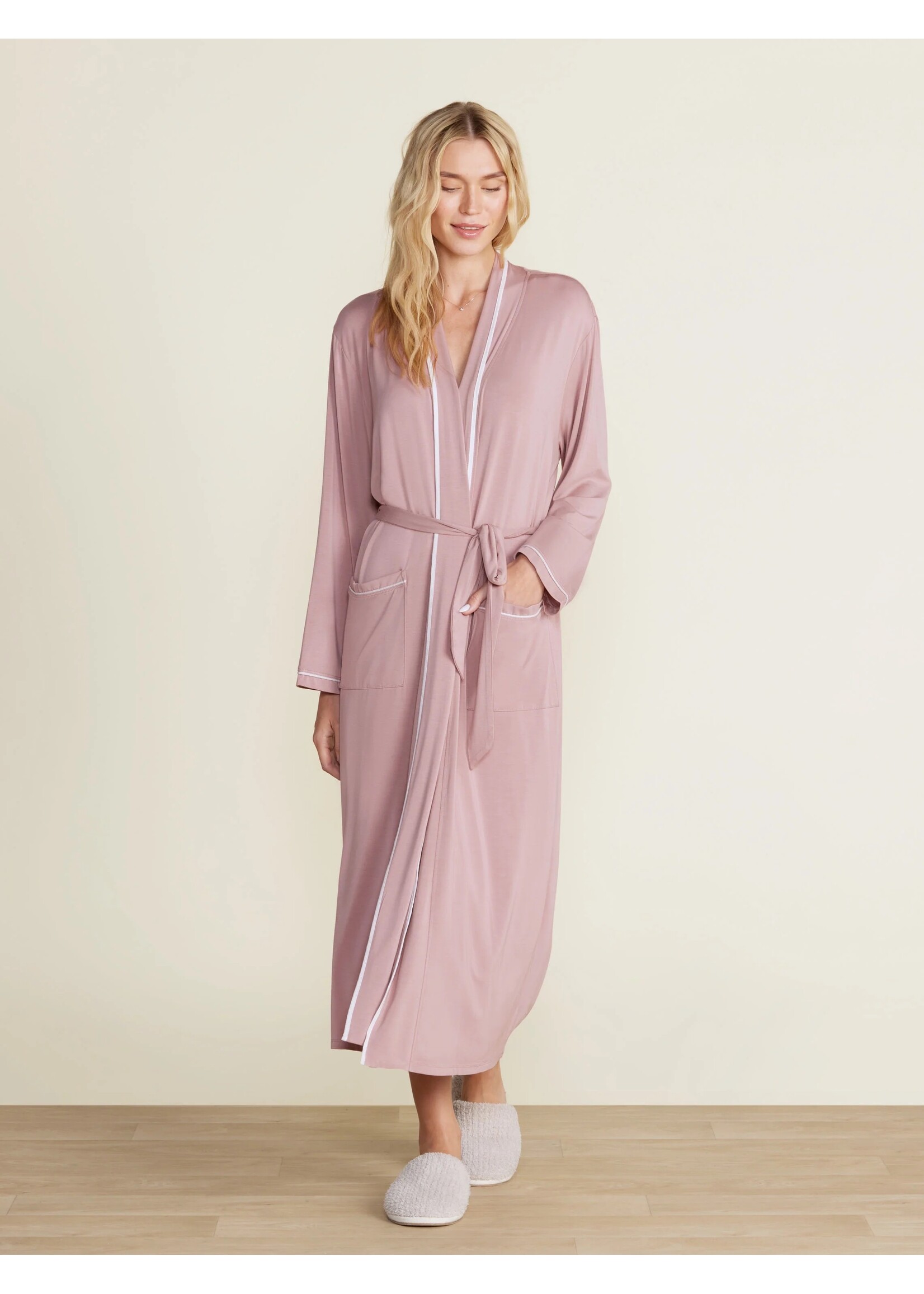 Barefoot Dreams Soft Jersey Piped Robe (available in 2 colors)