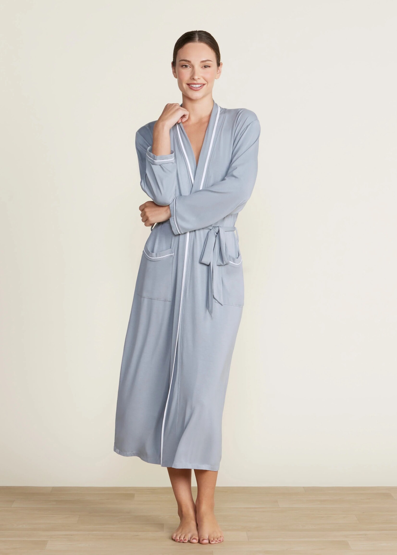 Barefoot Dreams Soft Jersey Piped Robe (available in 2 colors)