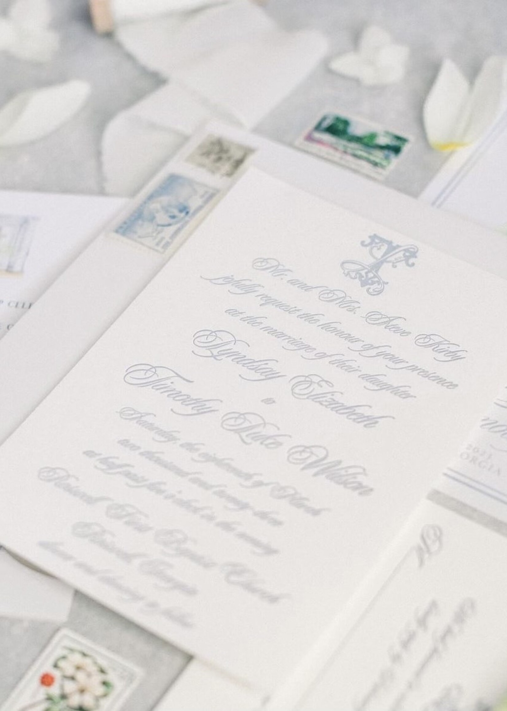 Custom Letterpress Invitation 3 Piece Suite
