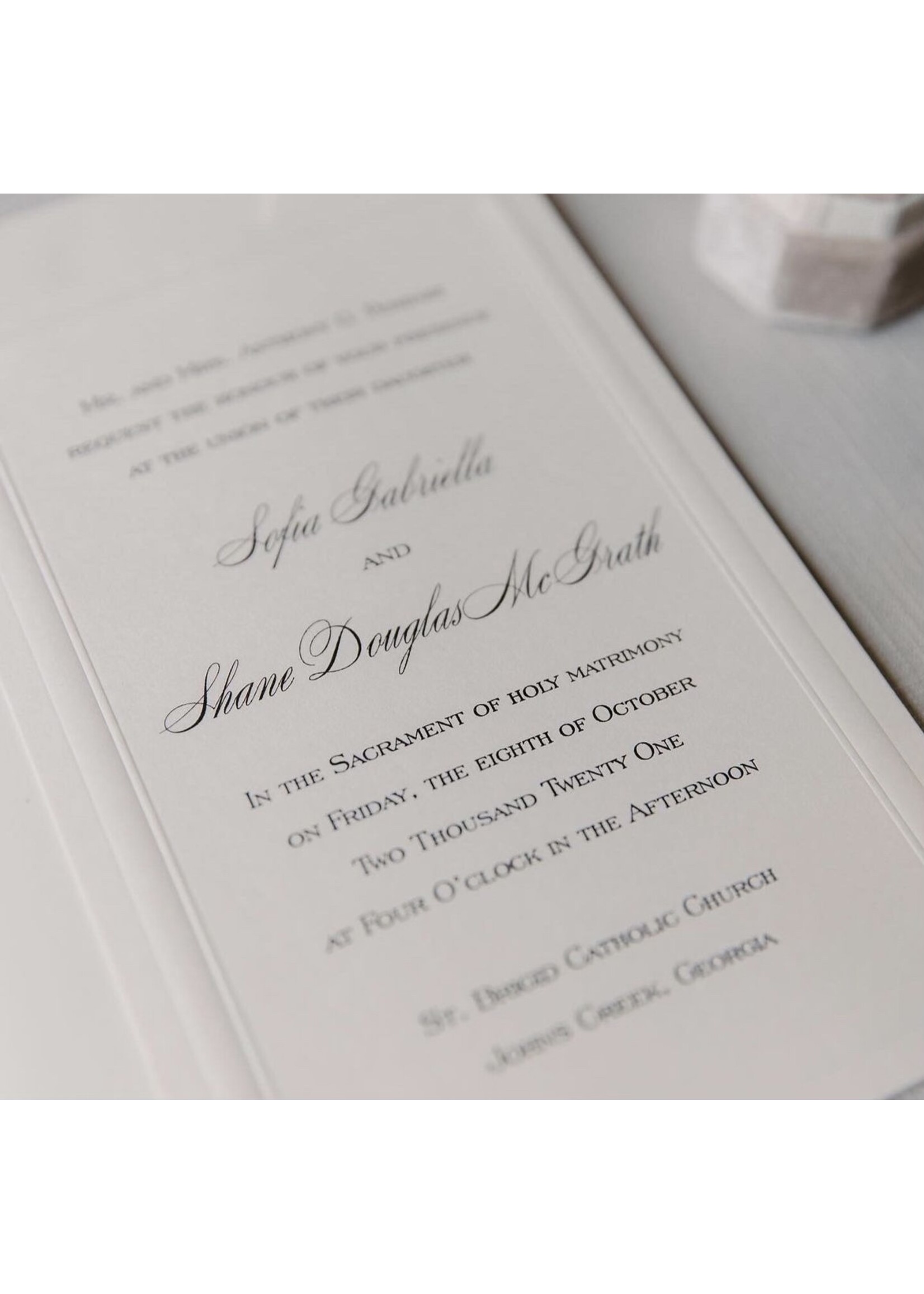 Thermography Beautifully Bordered Invitation 5 Piece Suite