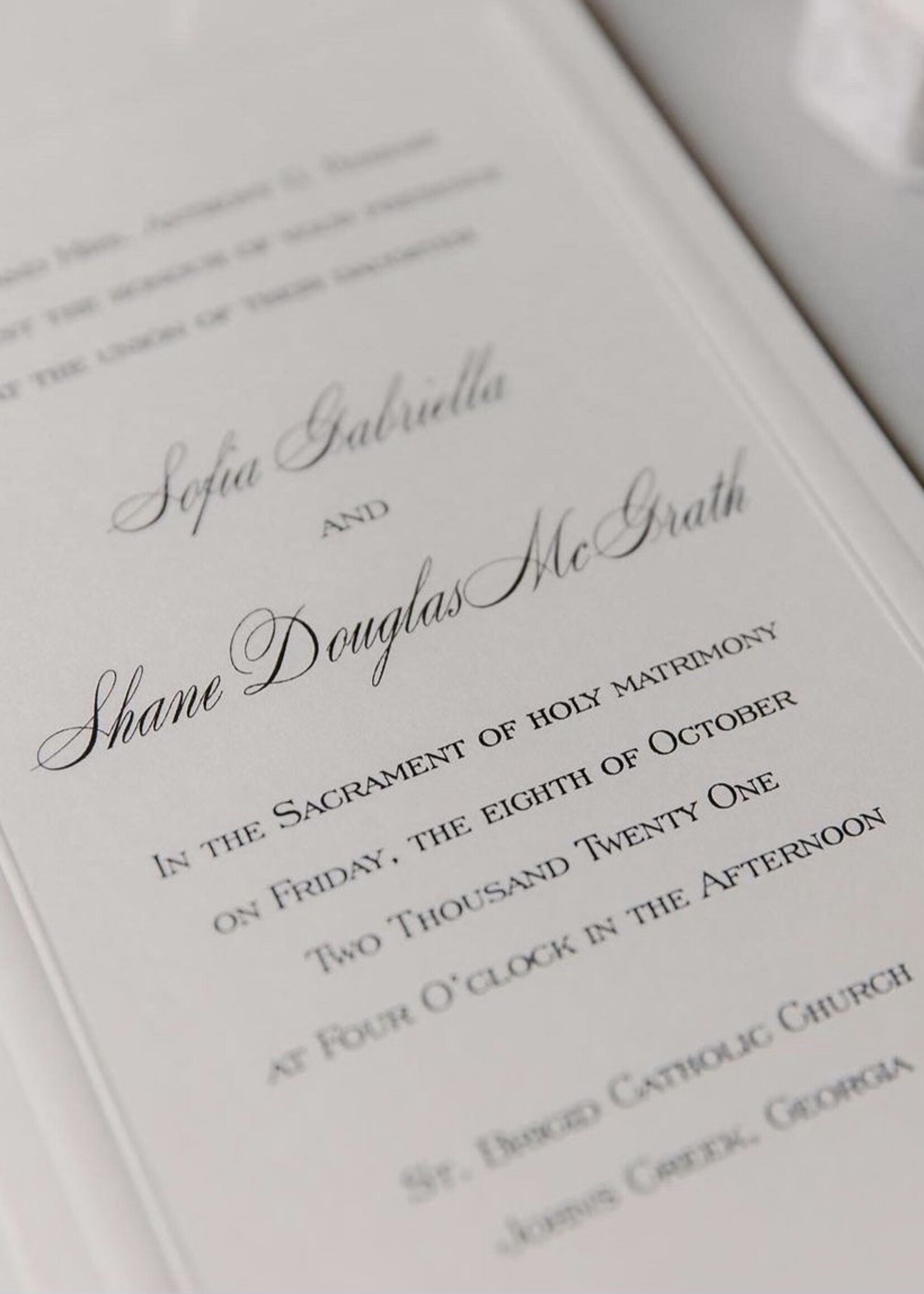 Custom Thermography Beautifully Bordered Invitation 3 Piece Suite