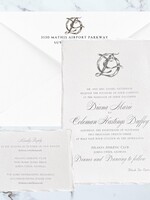 Custom Thermography Torn Edge Invitation 3 Piece Suite