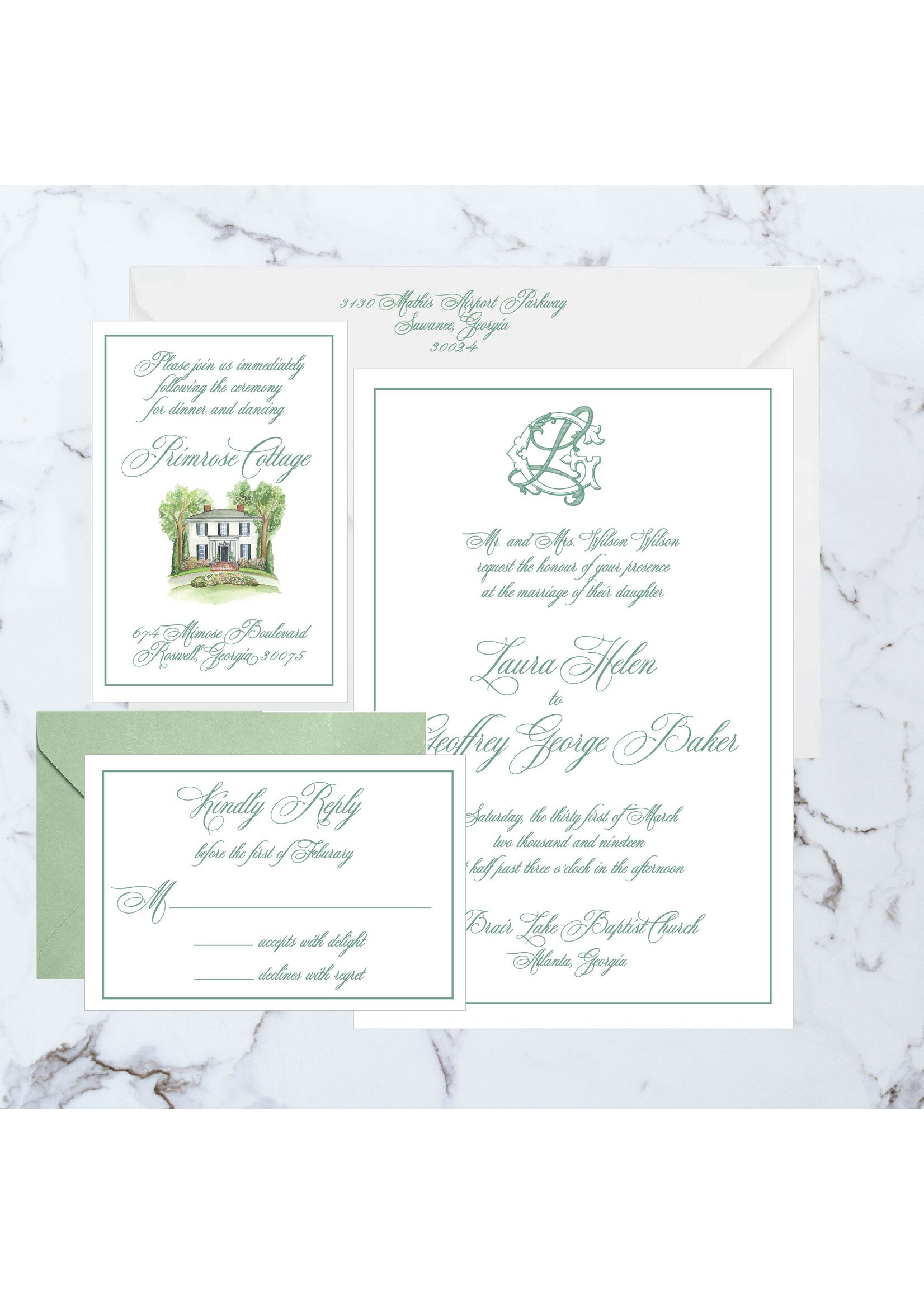 Thermography Invitation 5 Piece Suite