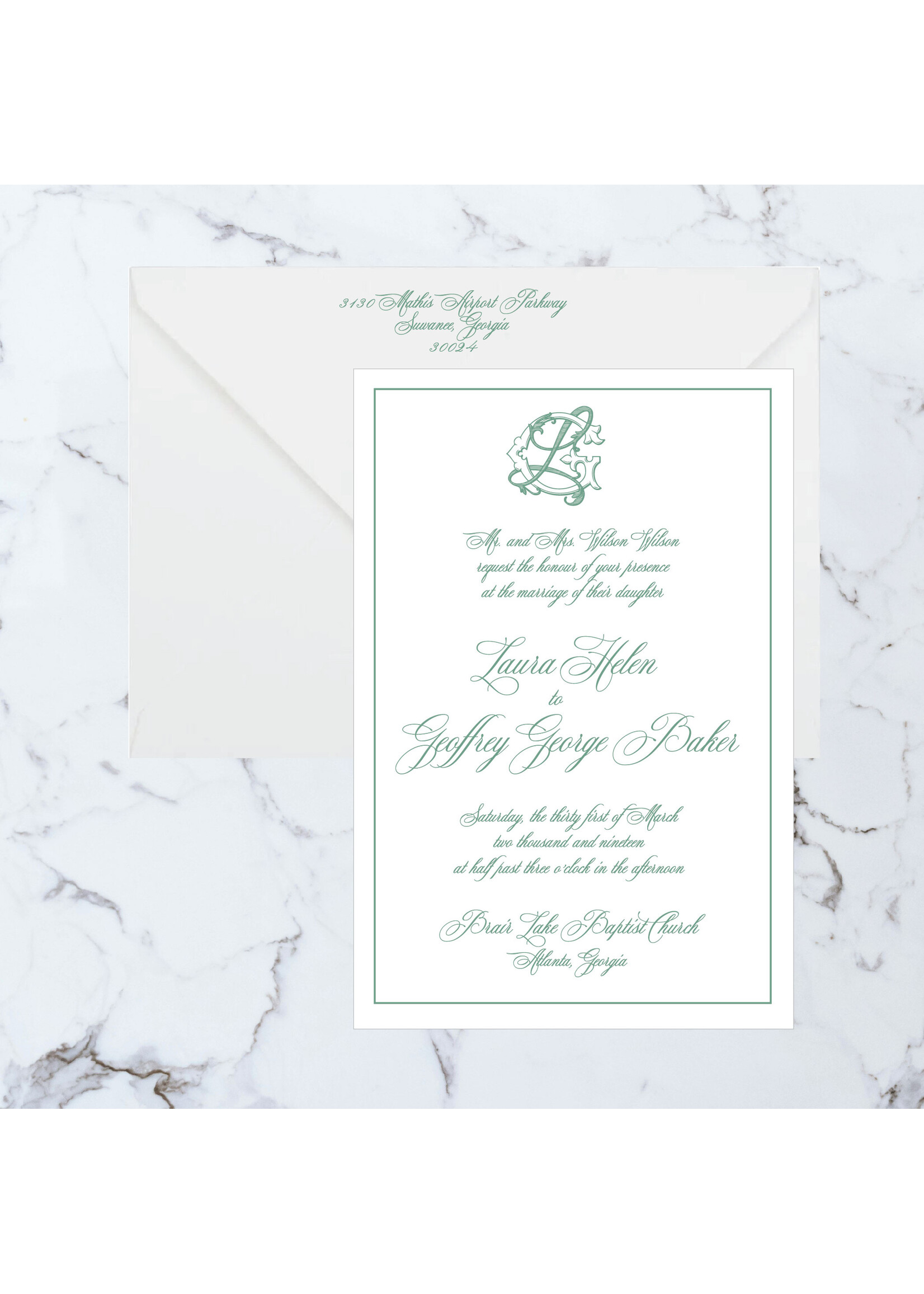 Thermography Invitation 2 Piece Suite