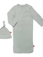 magnetic me Love Lines Seagrass Magnetic Pointelle Gown & Hat (NB - 3M)
