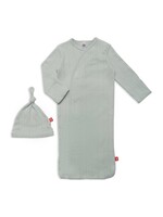 magnetic me Love Lines Seagrass Magnetic Pointelle Gown & Hat (NB - 3M)