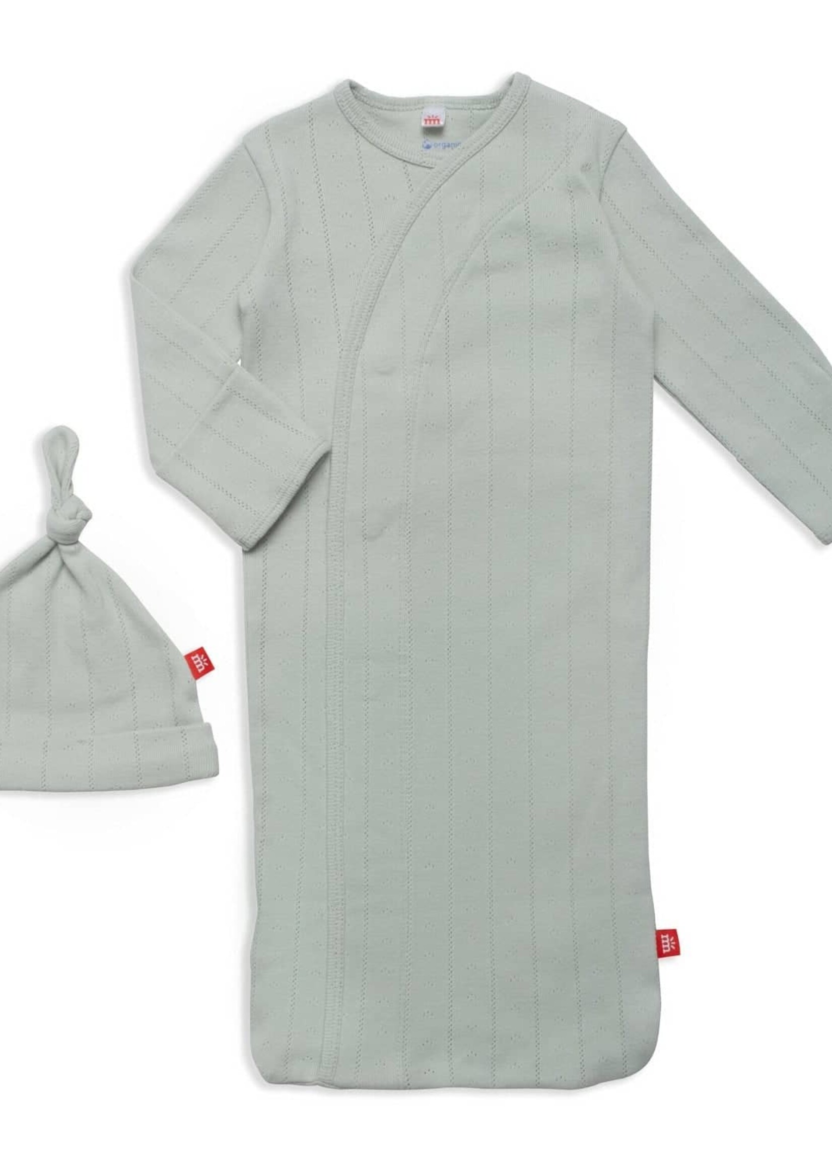 magnetic me Love Lines Seagrass Magnetic Pointelle Gown & Hat (NB - 3M)