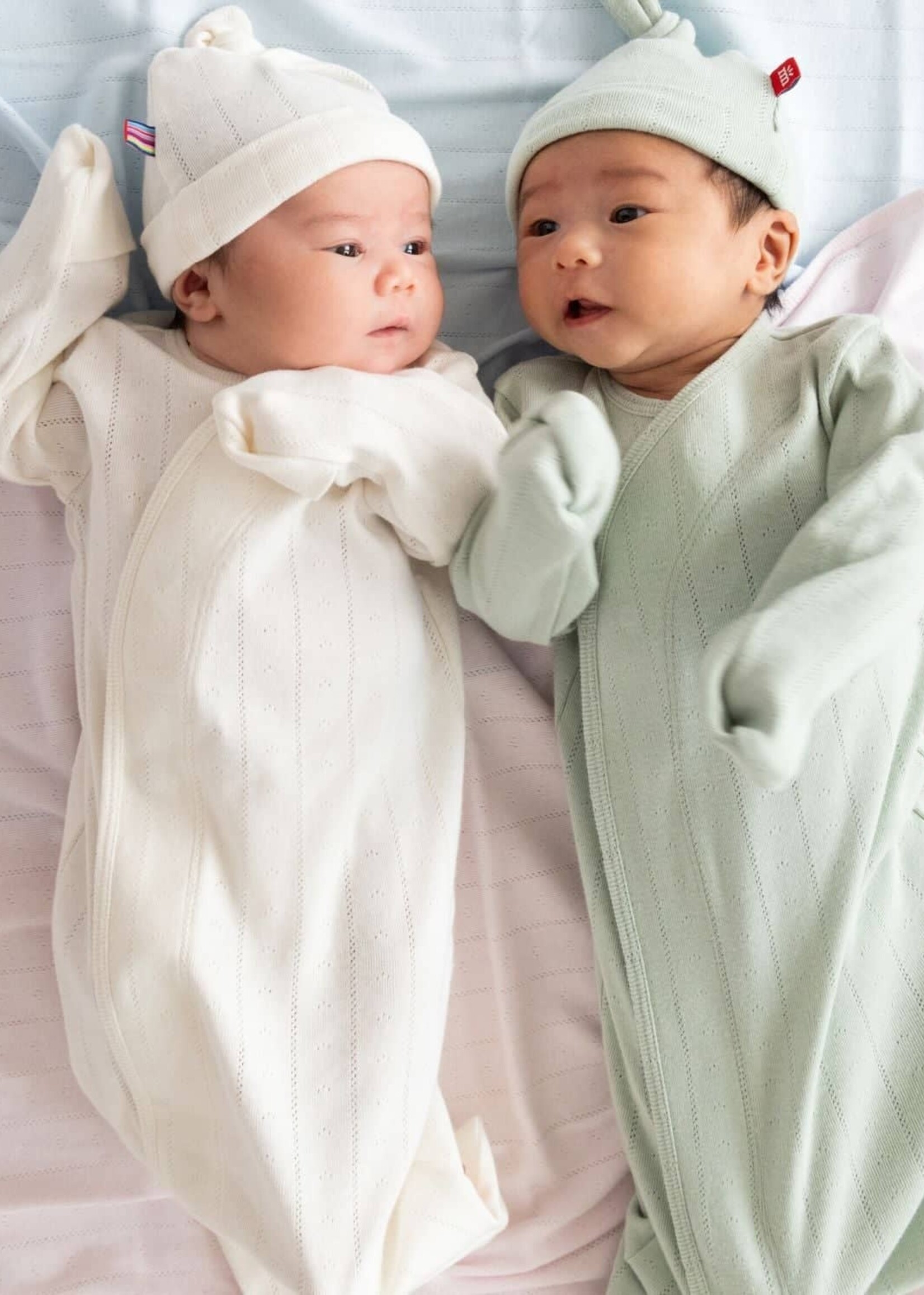 magnetic me Love Lines Seagrass Magnetic Pointelle Gown & Hat (NB - 3M)