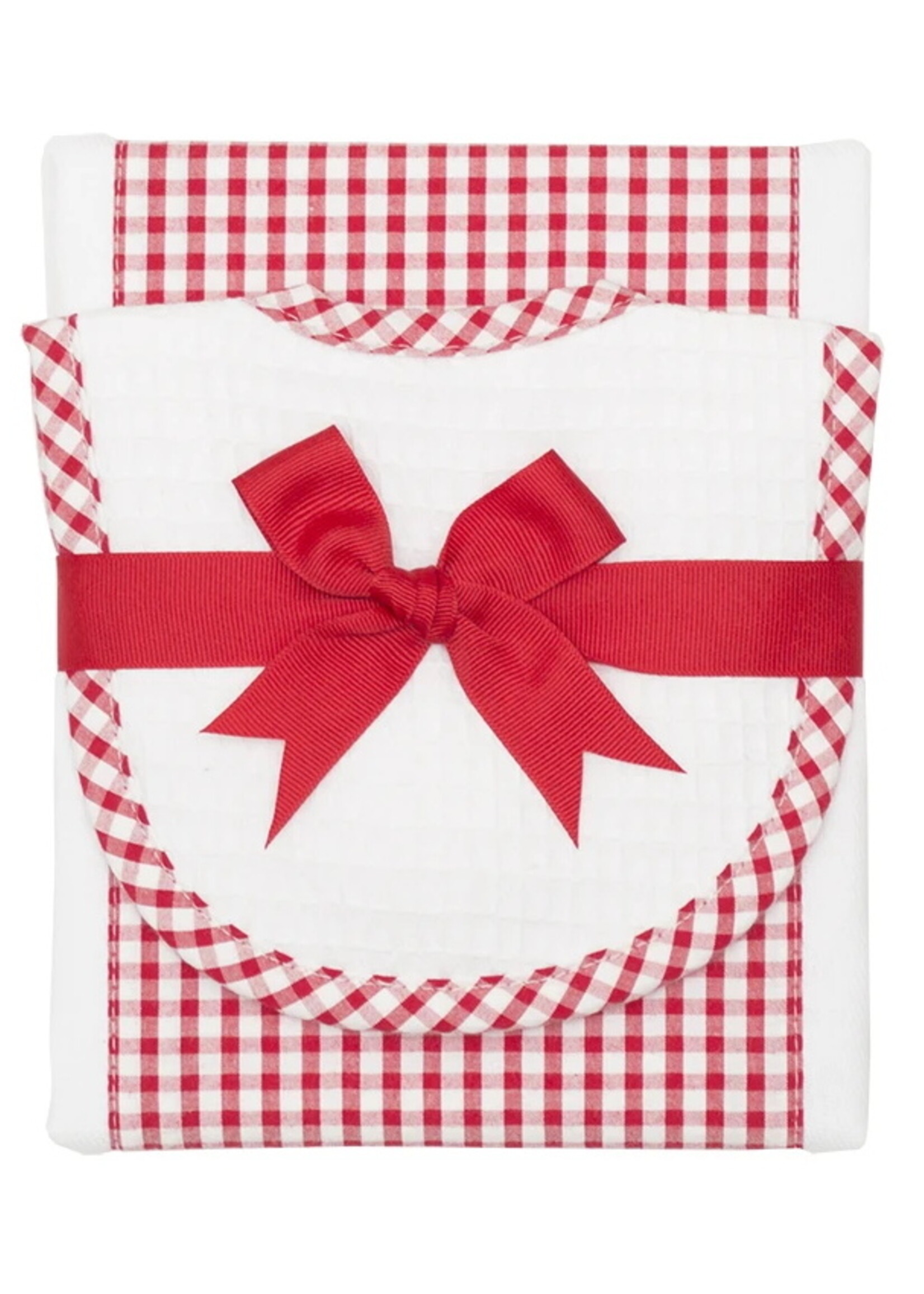 3 Marthas Burp Pad & Bib Red Check
