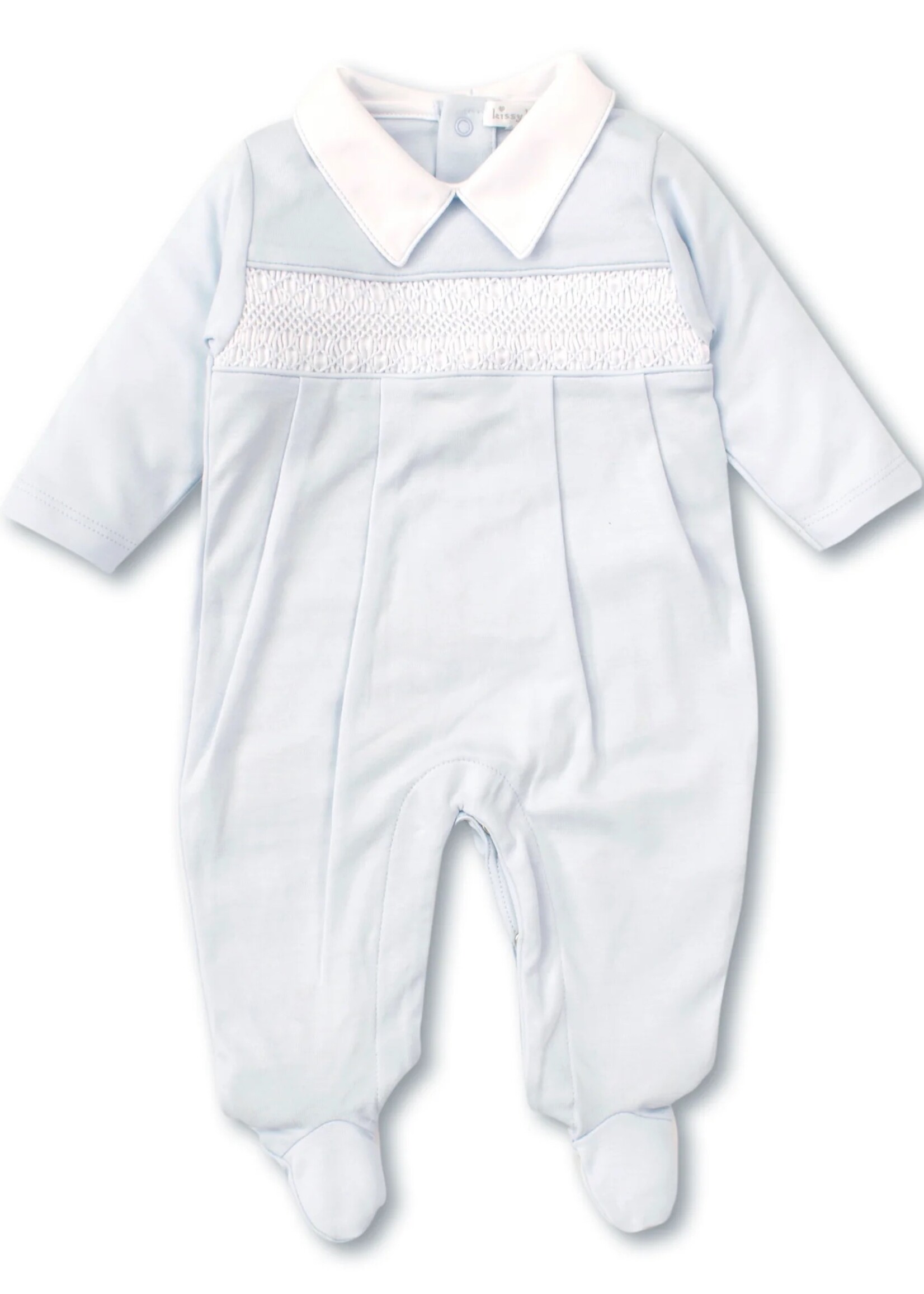 Kissy Kissy Kissy CLB Blue Footie w/ Hand Smocking