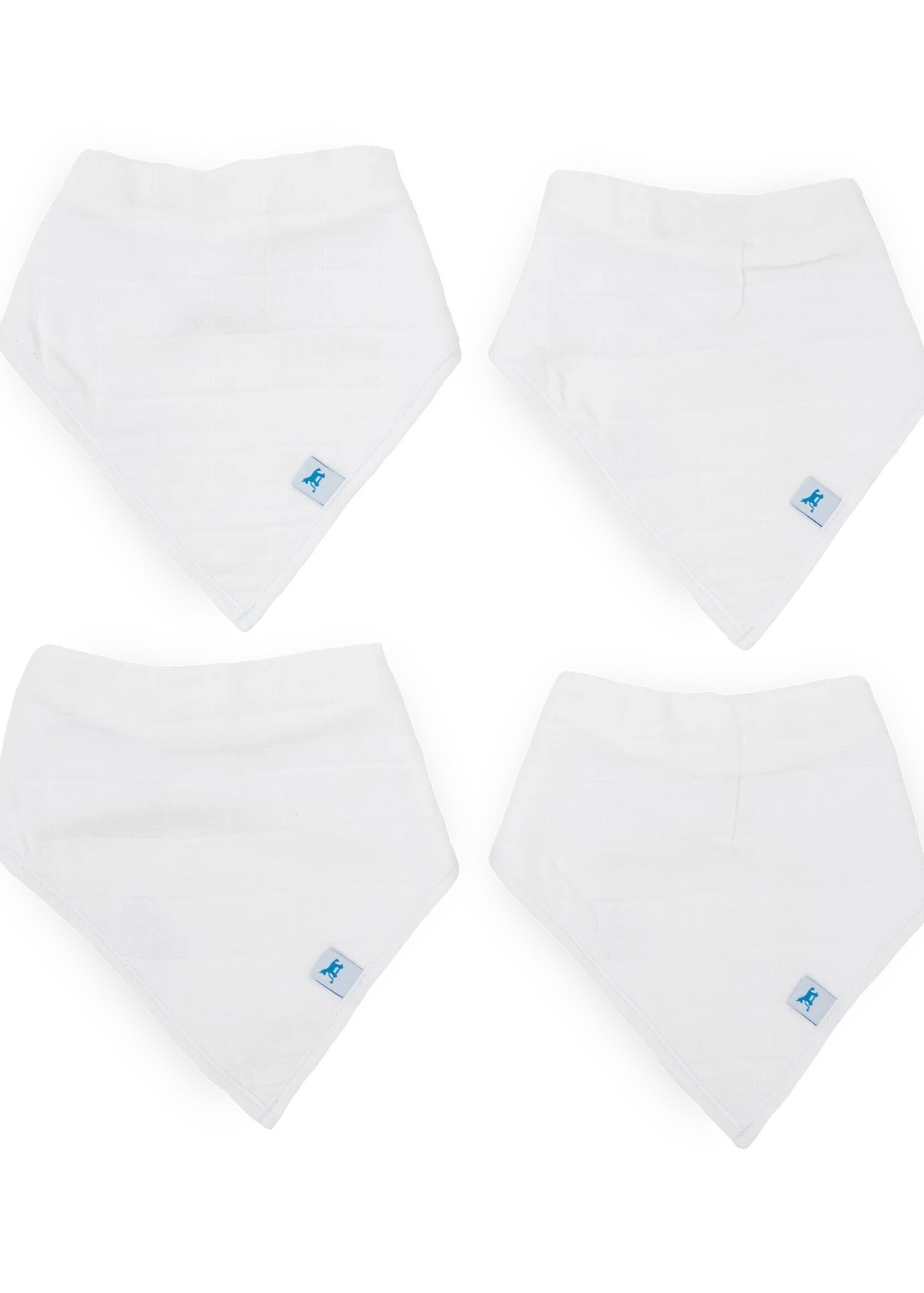 Little Unicorn Cotton Muslin & Fleece Bandana Bib 4 Pack - White