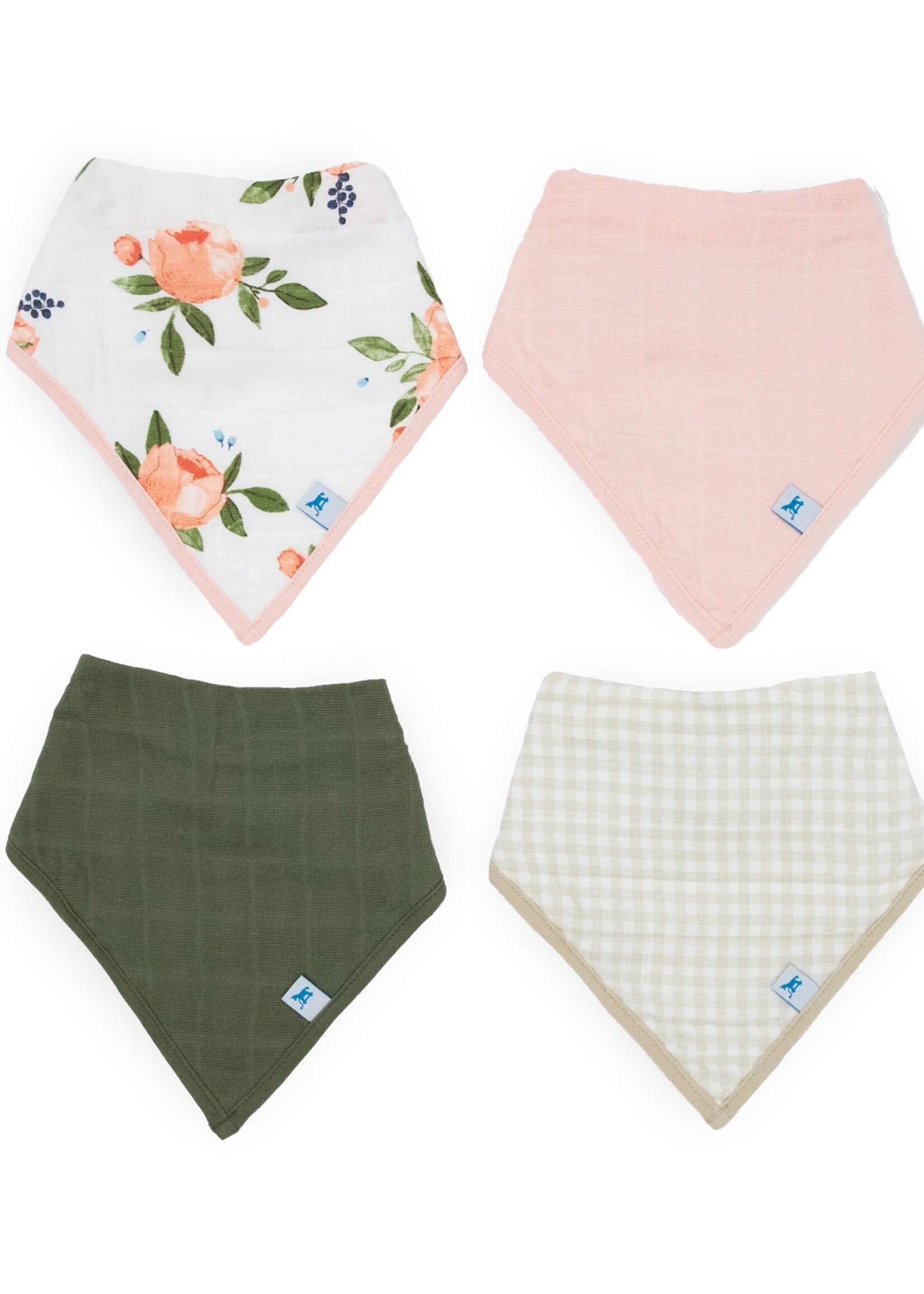 Little Unicorn Cotton Muslin & Fleece Bandana Bib 4 Pack - Watercolor Roses