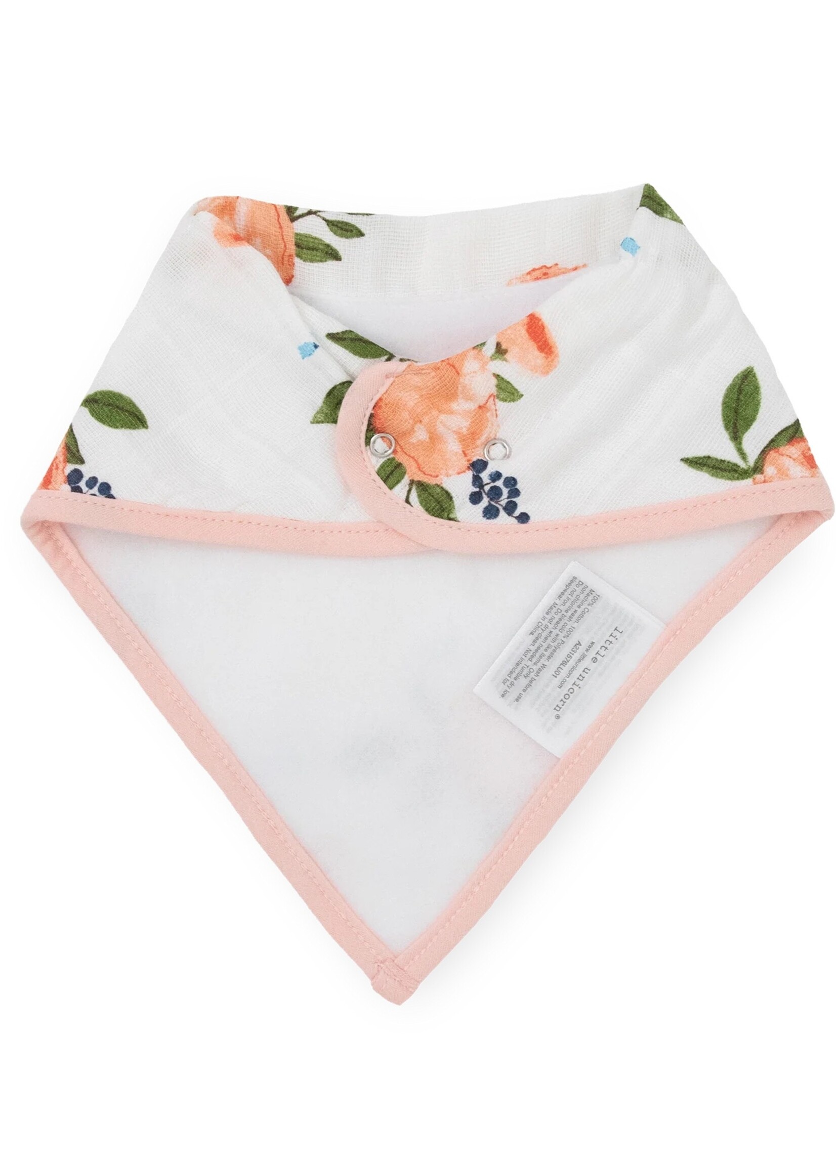 Little Unicorn Cotton Muslin & Fleece Bandana Bib 4 Pack - Watercolor Roses