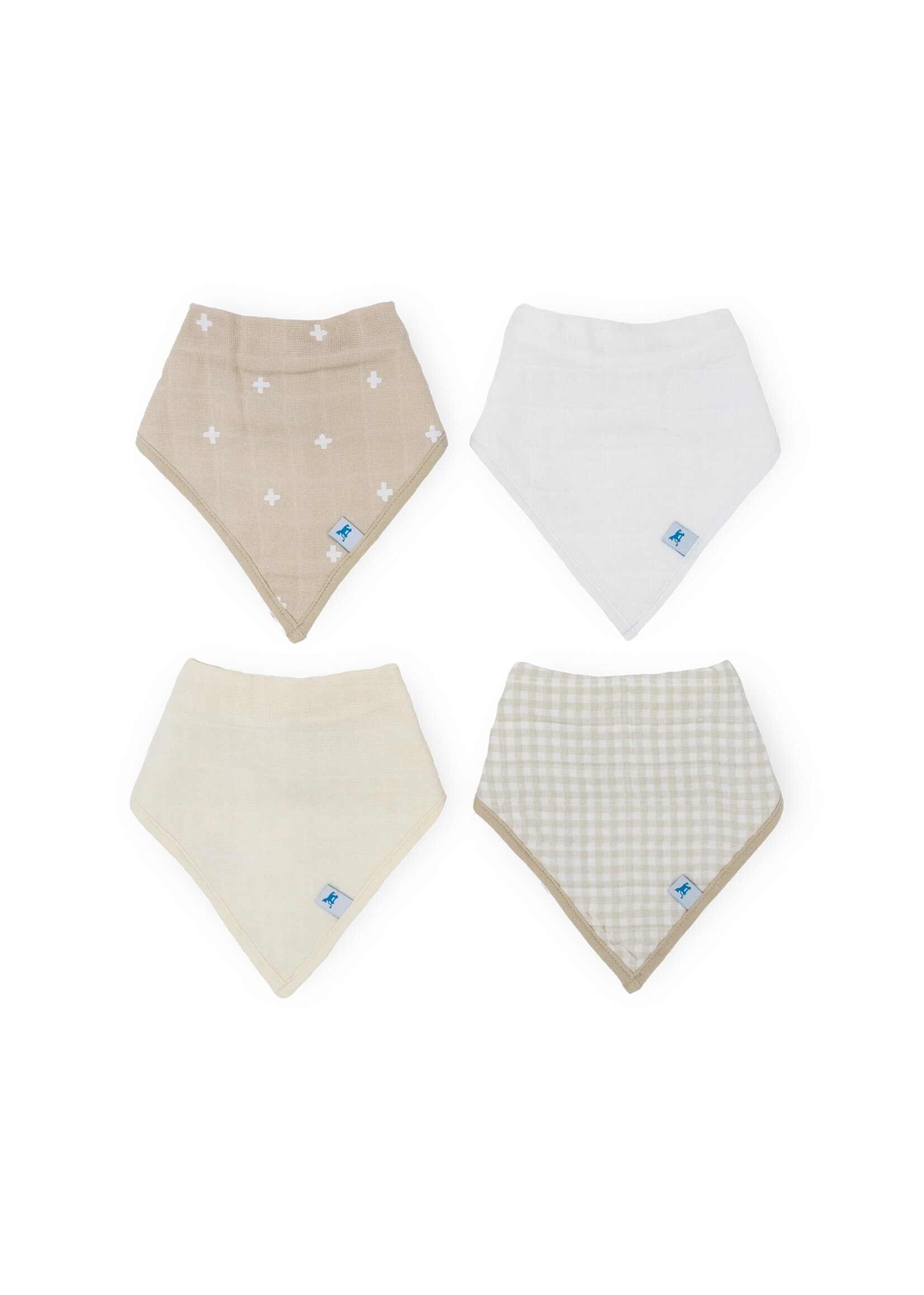 Little Unicorn Cotton Muslin & Fleece Bandana Bib 4 Pack - Taupe