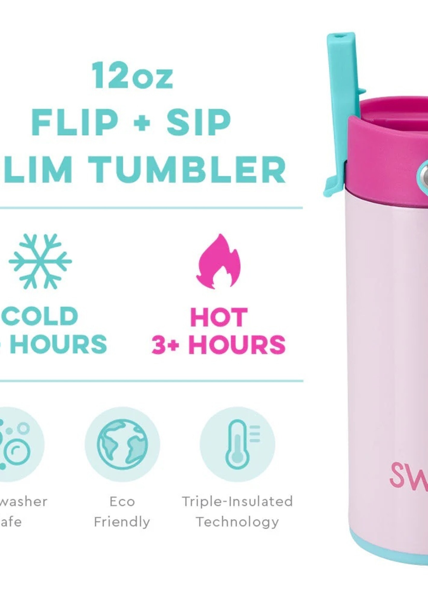 swig Swig Flip + Sip Slim Tumbler (12 oz) - Cotton Candy