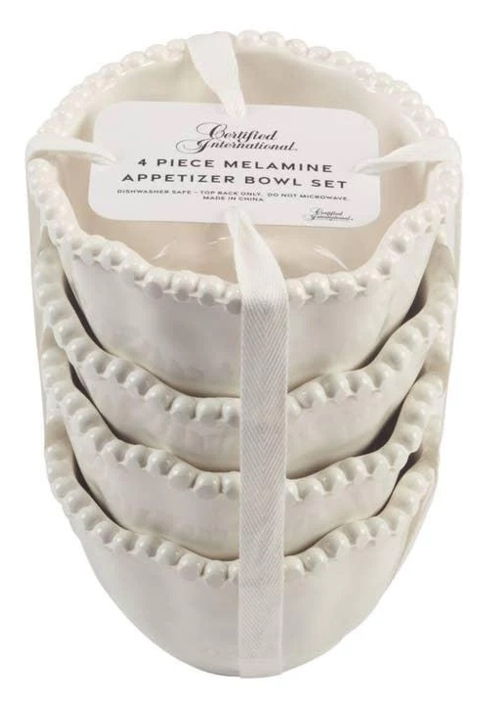 certified international Perlette Cream Dipping Bowls set of 4