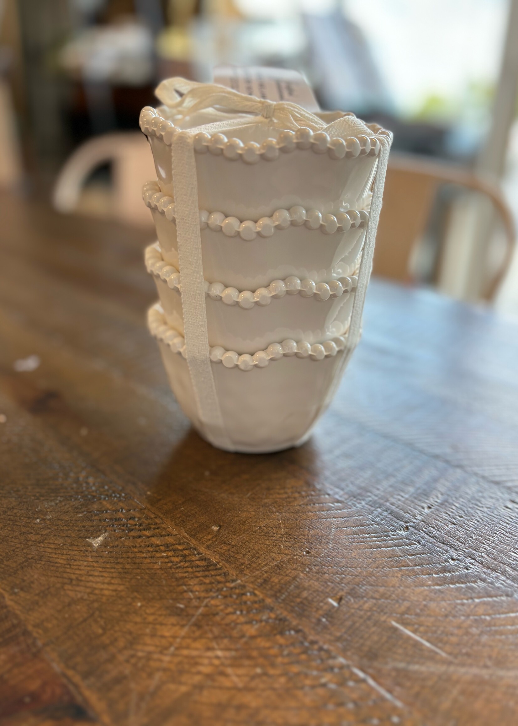 certified international Perlette Cream Dipping Bowls set of 4