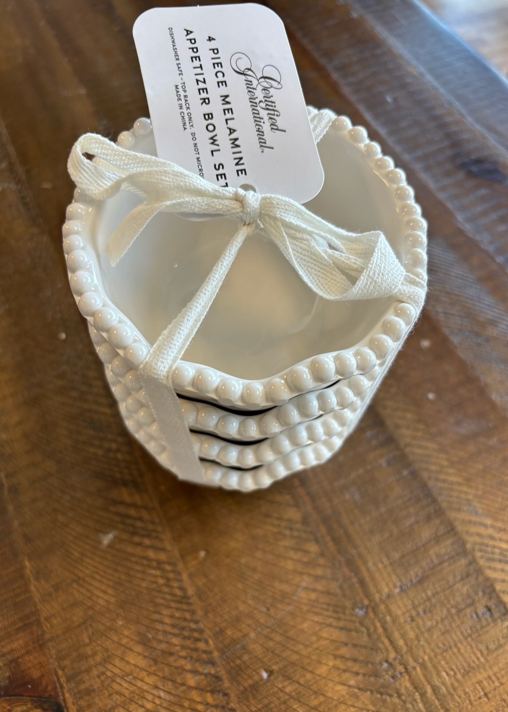 certified international Perlette Cream Dipping Bowls set of 4