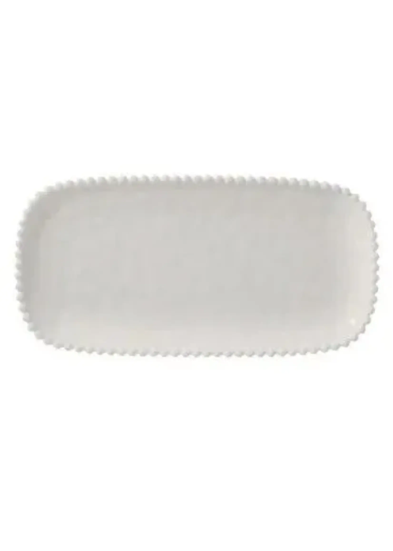 Merritt Beaded Pearl Oval Appetizer Tray Cream