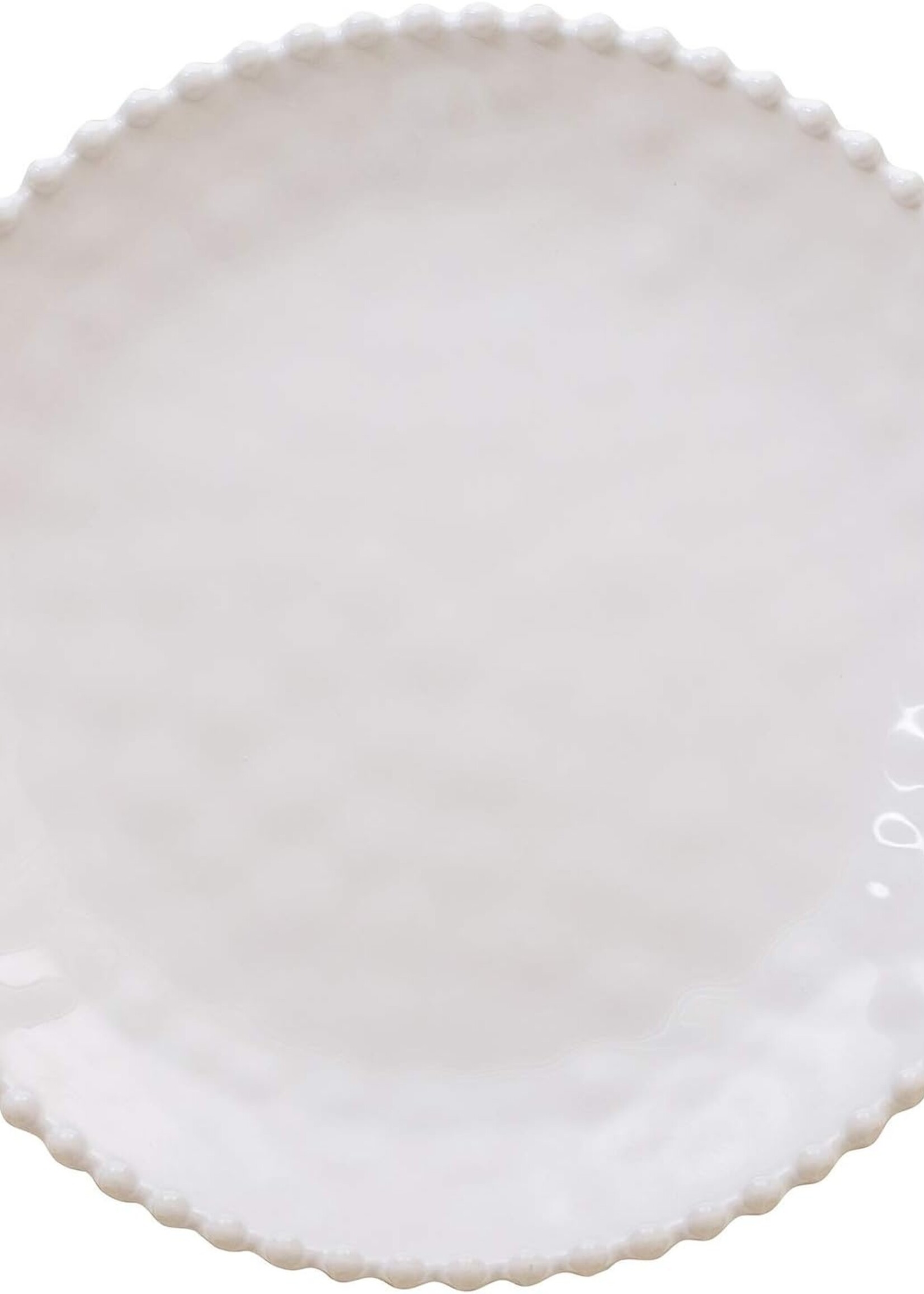 Merritt Beaded Pearl 14" Round Serving Tray Cream