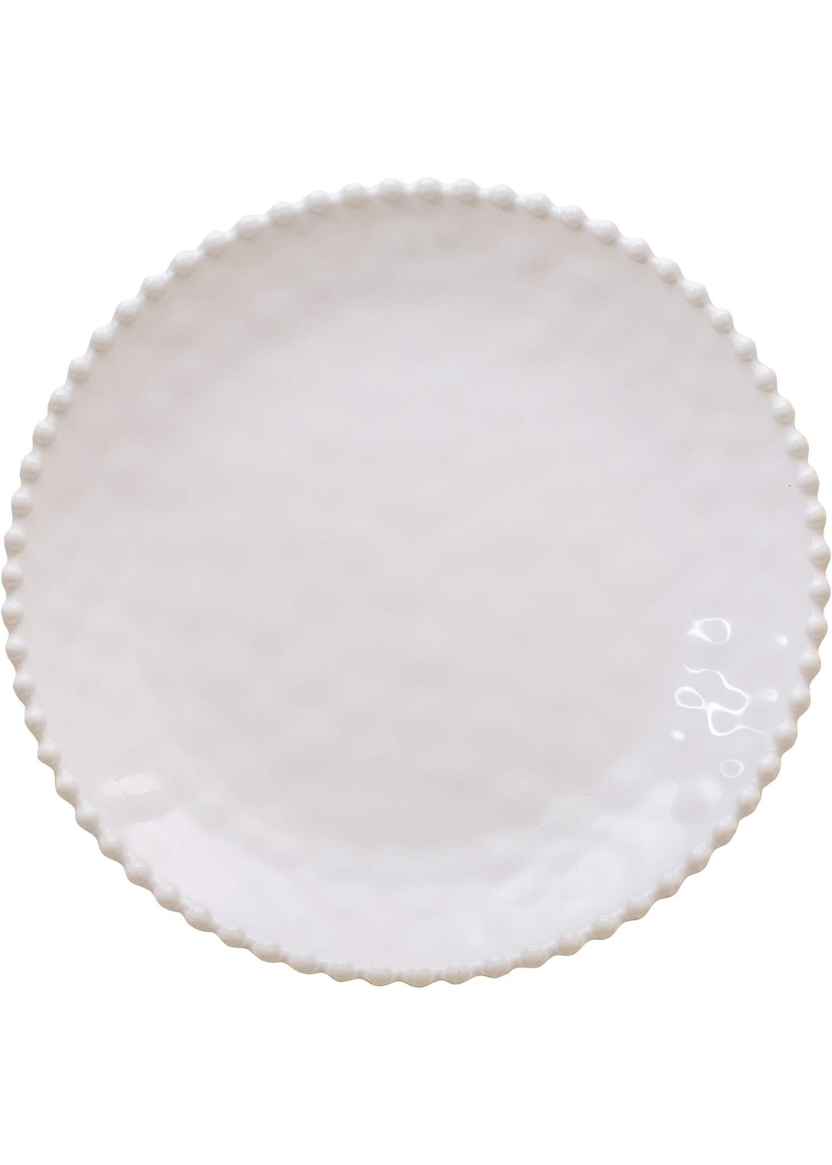 Merritt Beaded Pearl 14" Round Serving Tray Cream