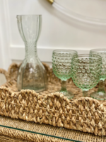 Creative Co-op Medium Decorative Braided Bankuan Trays w/ Handles & Scalloped Edge