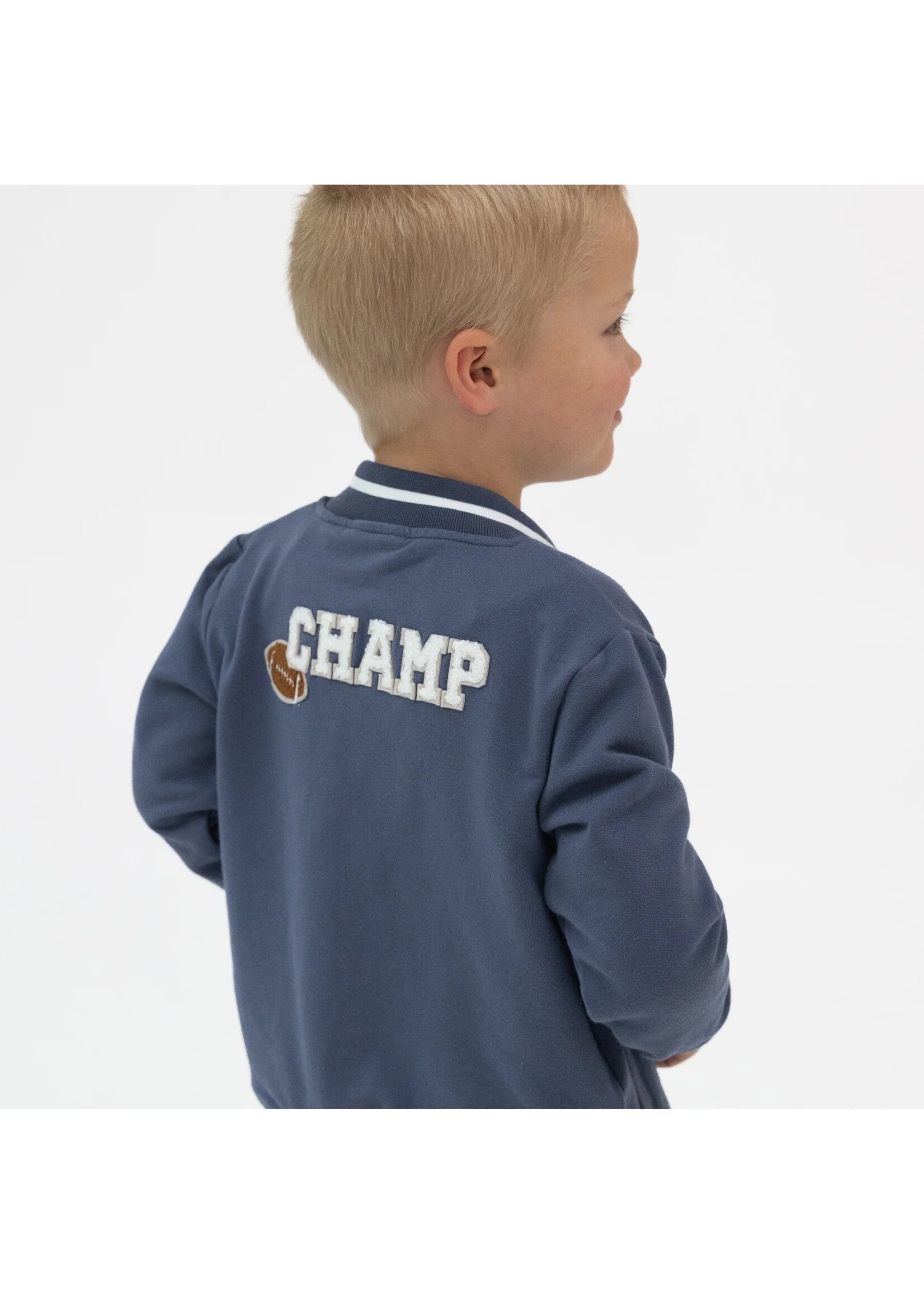 Angel Dear Letterman Jacket - French Terry Inky Blue