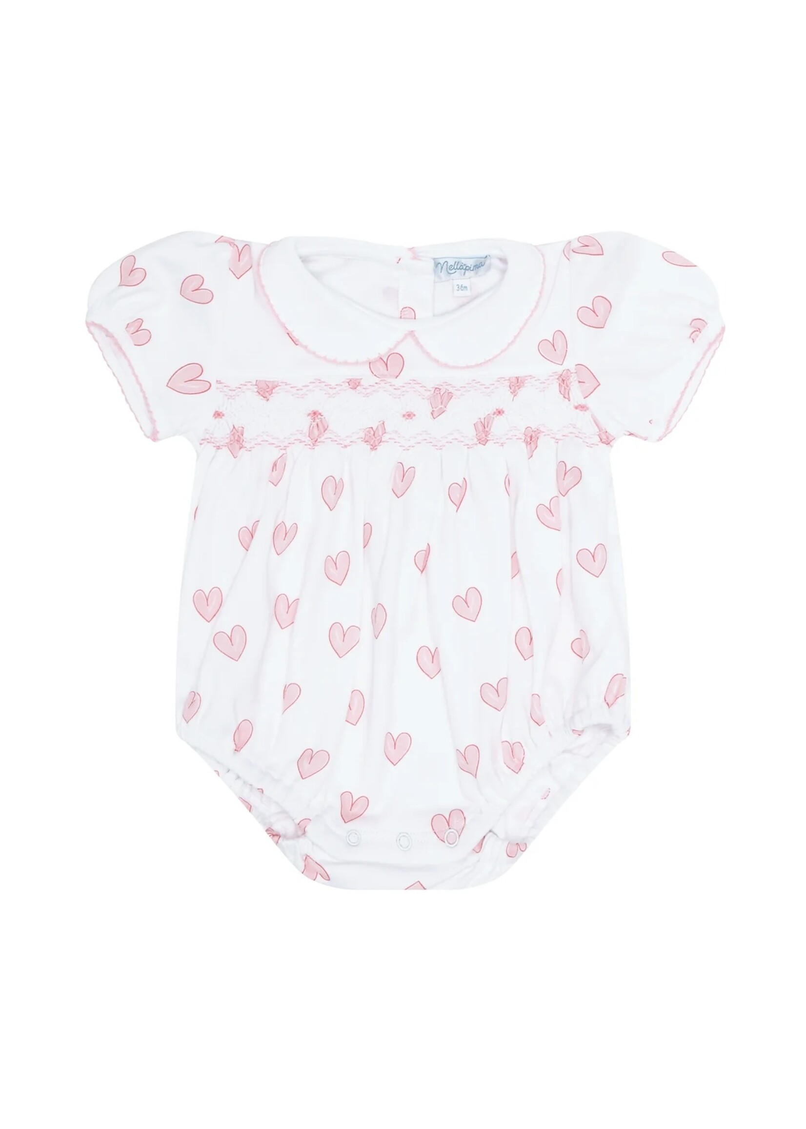 Nellapima Pink Heart Print Smocked Bubble