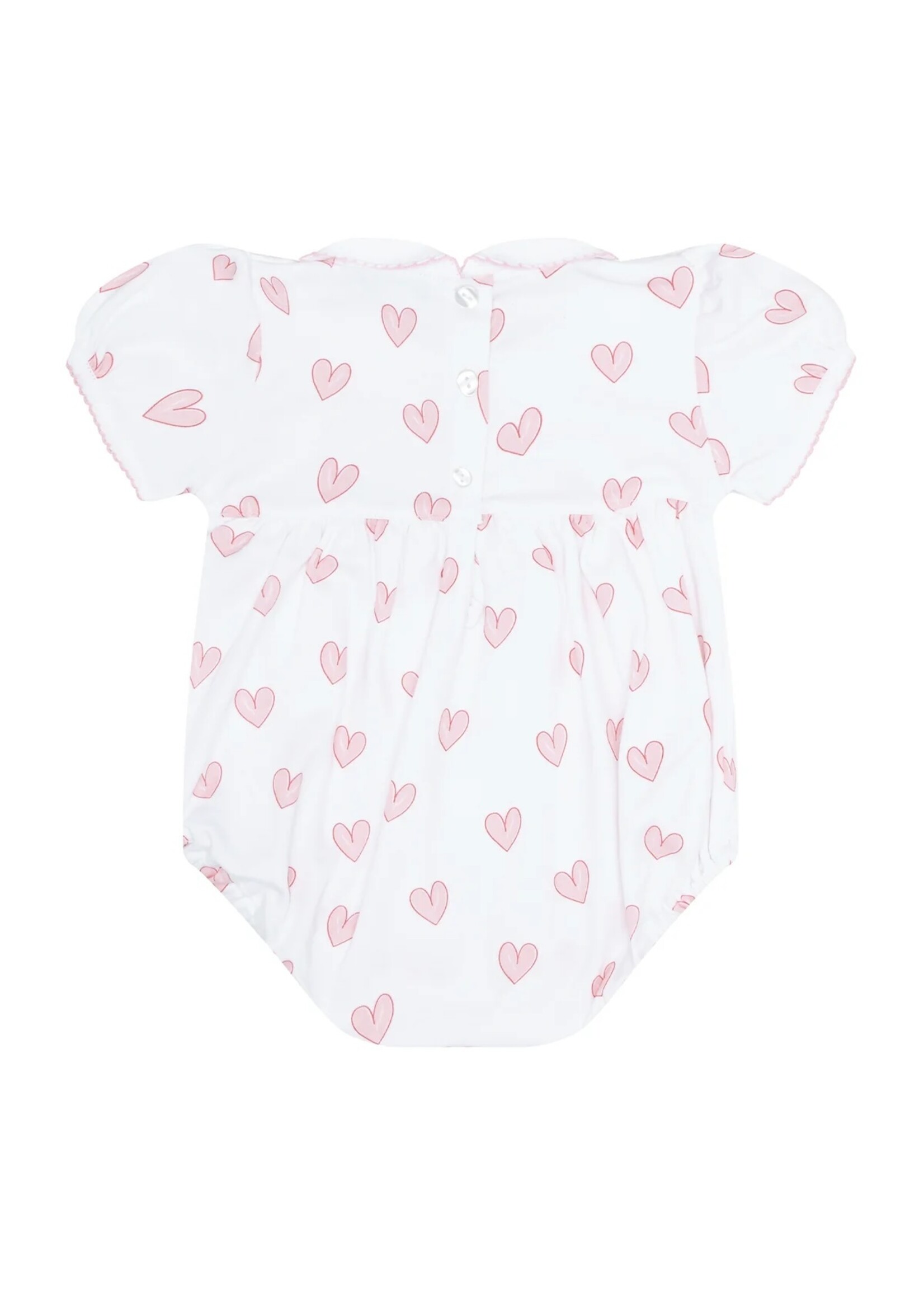 Nellapima Pink Heart Print Smocked Bubble